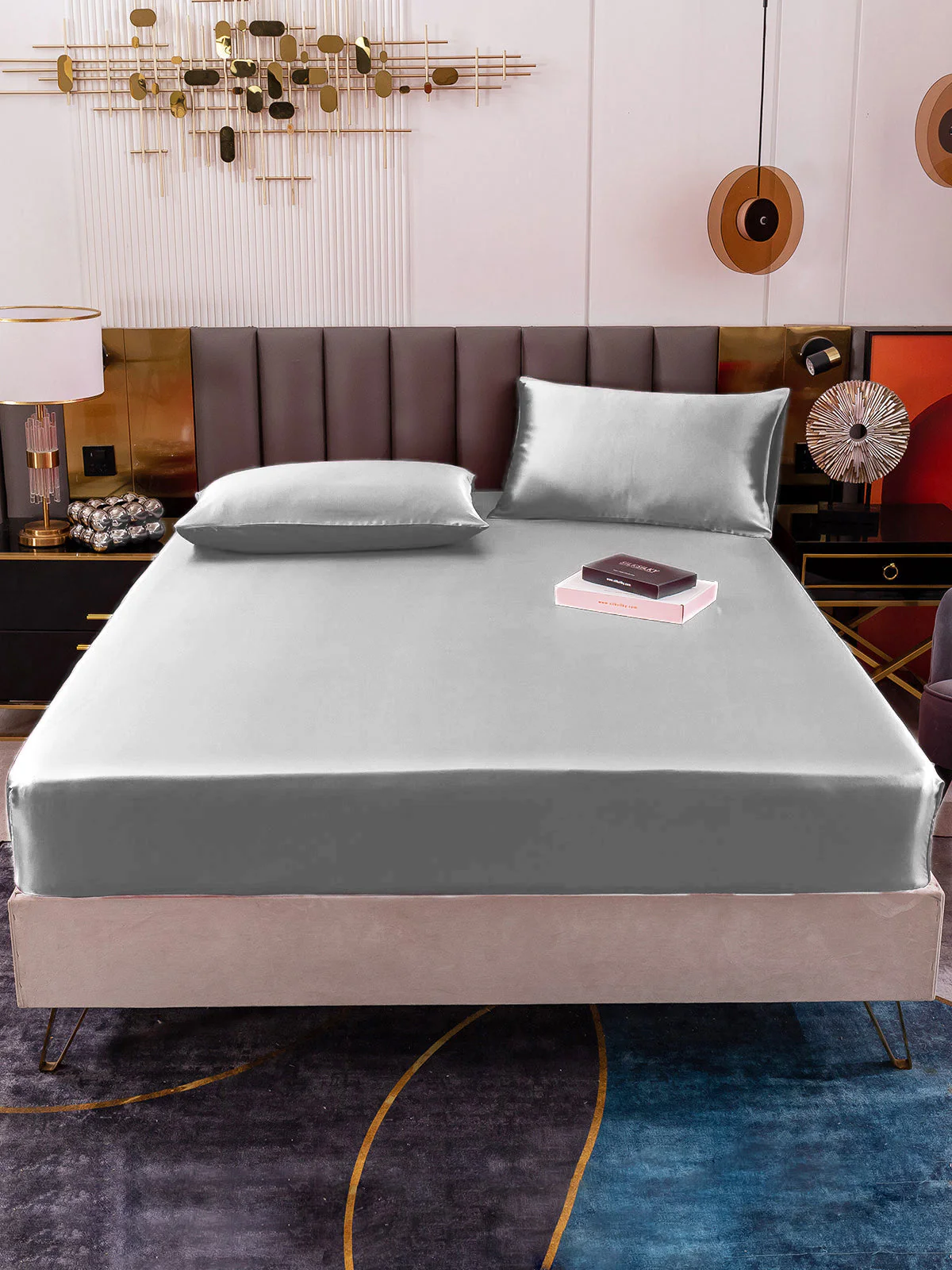 19Momme 3Pcs Silk Set Fitted Sheet+2x Pillowcases - Image 70