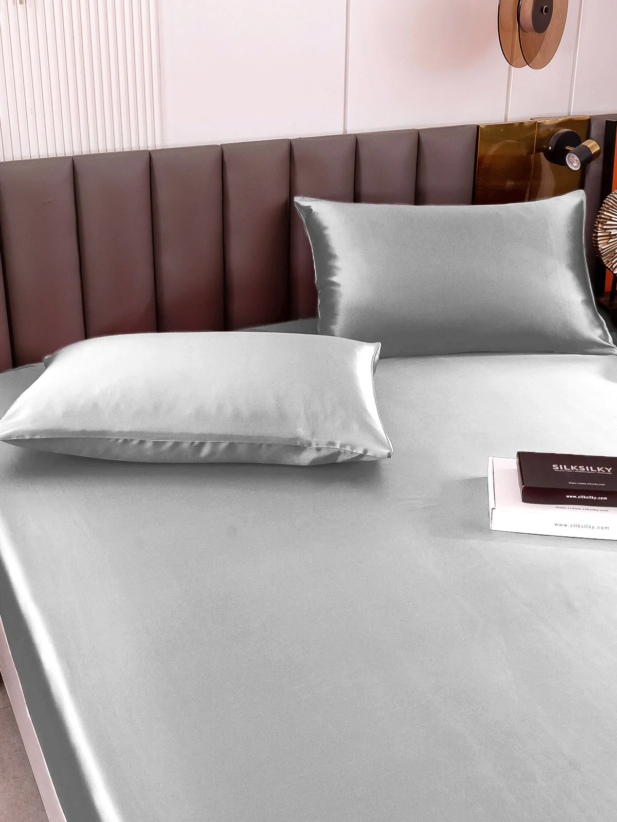 19Momme 3Pcs Silk Set Fitted Sheet+2x Pillowcases - Image 73