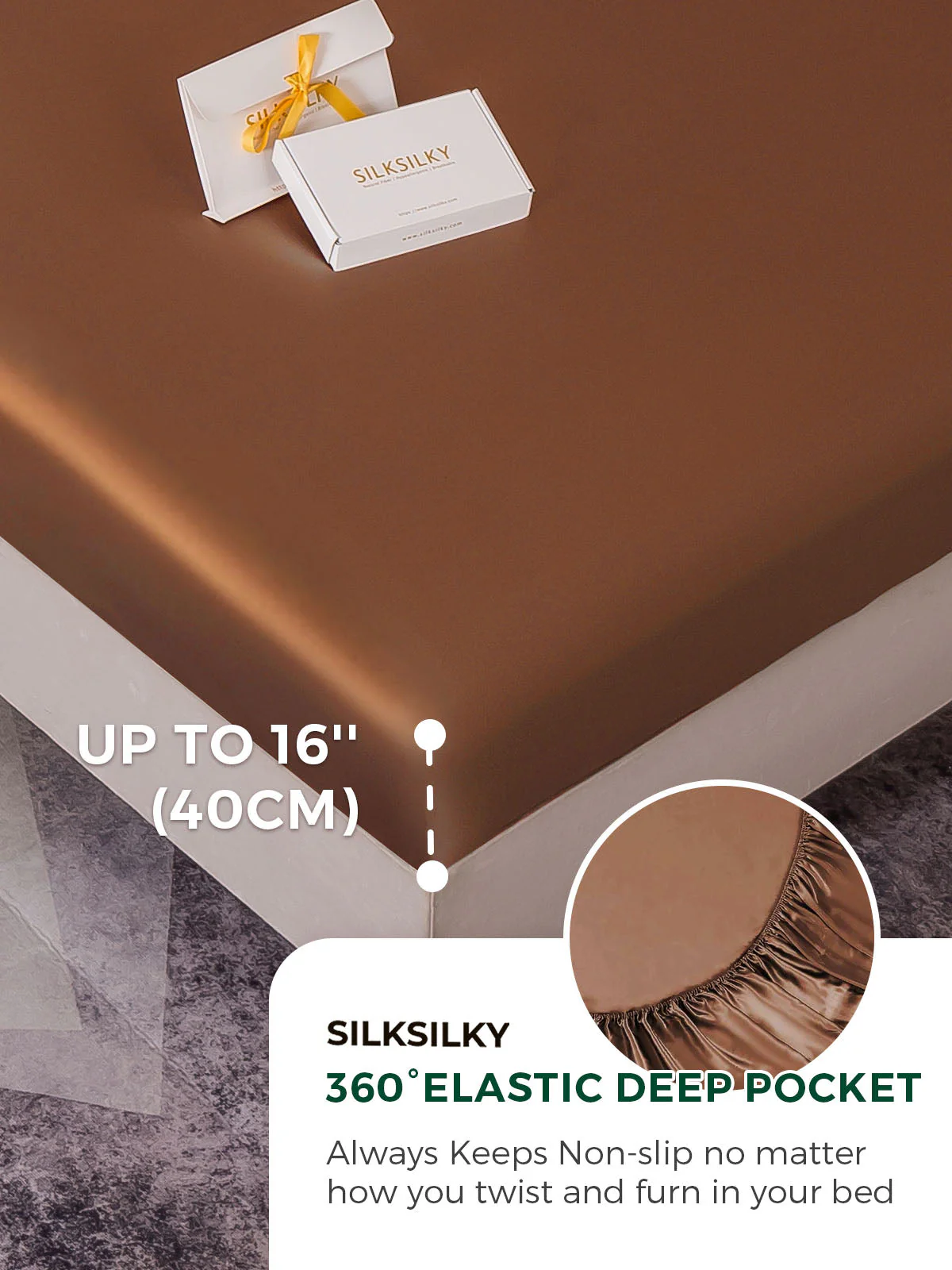 19Momme 3Pcs Silk Set Fitted Sheet+2x Pillowcases - Image 84