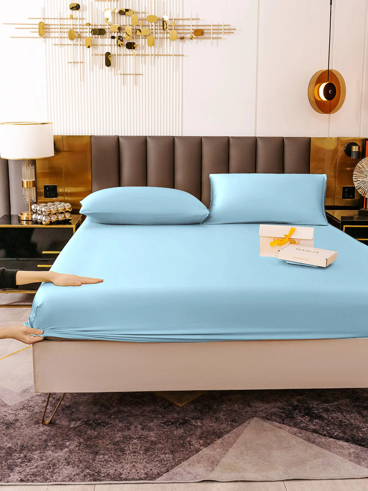 19Momme 3Pcs Silk Set Fitted Sheet+2x Pillowcases - Image 92