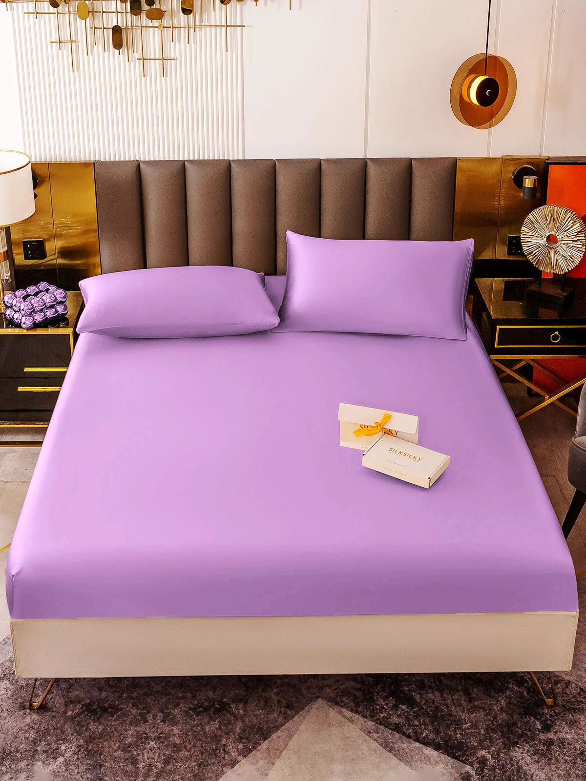 19Momme 3Pcs Silk Set Fitted Sheet+2x Pillowcases - Image 98