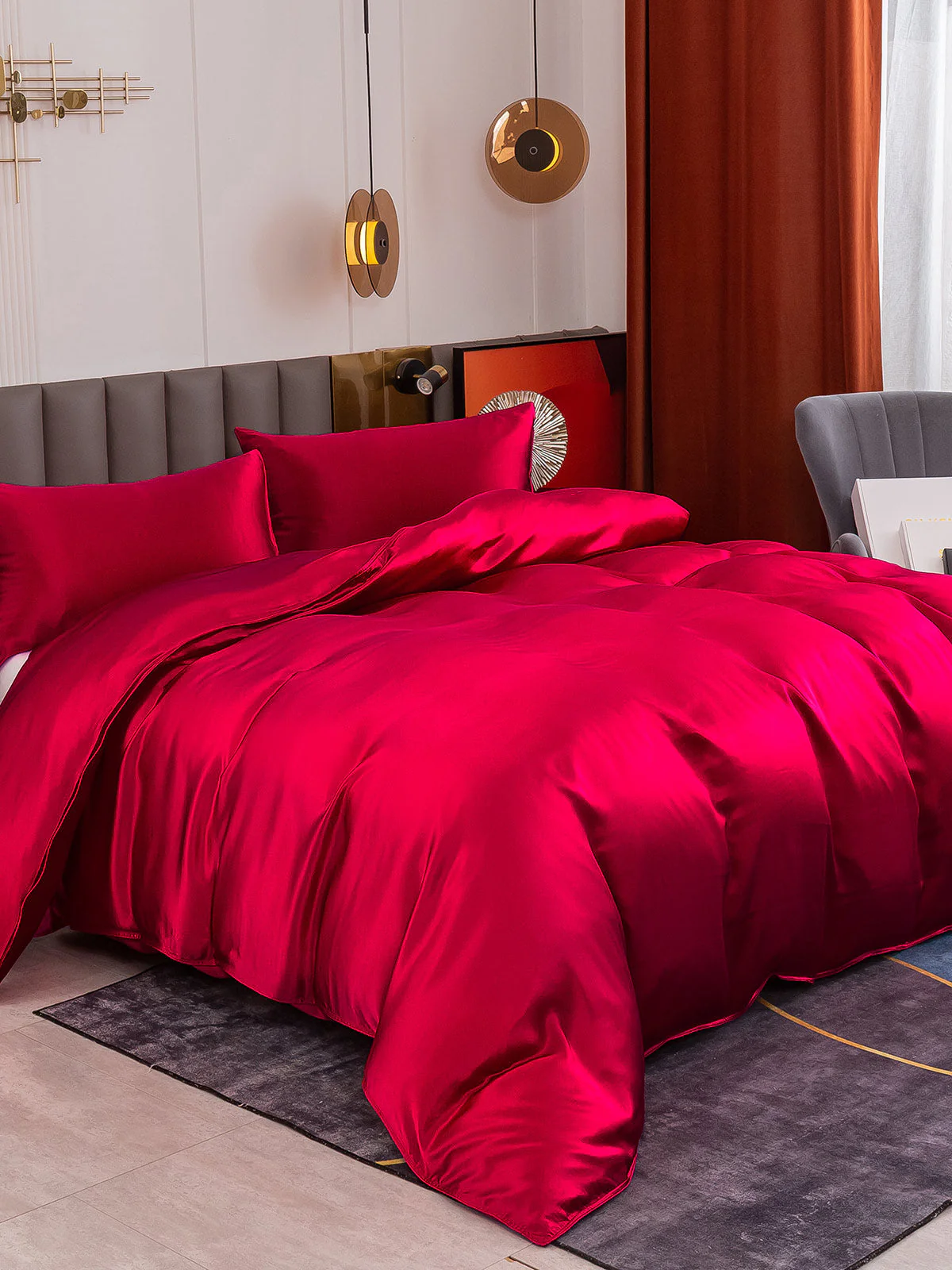 19Momme 3Pcs Silk Set Duvet Cover+2x Pillowcases - Image 28