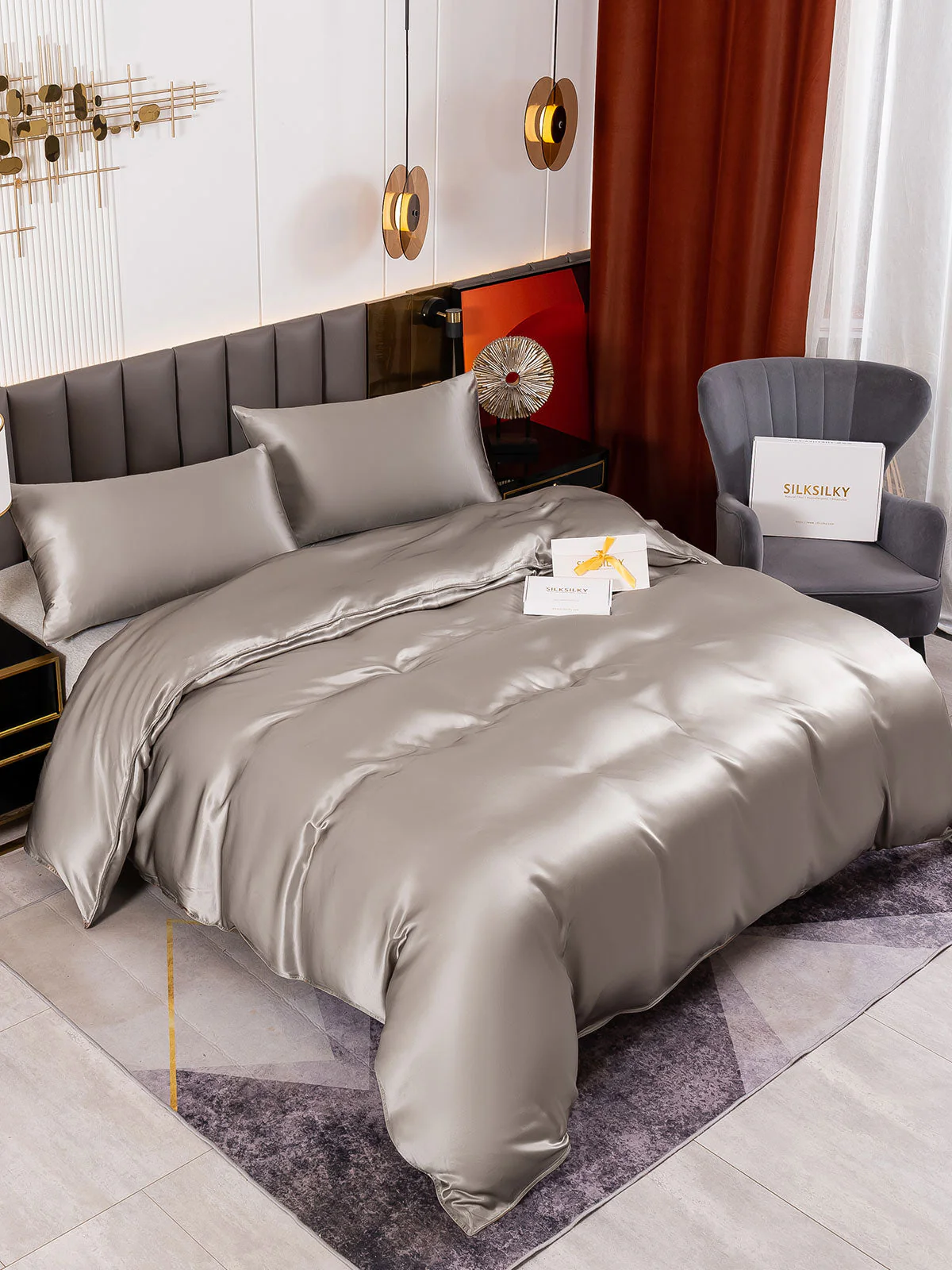 19Momme 3Pcs Silk Set Duvet Cover+2x Pillowcases - Image 33