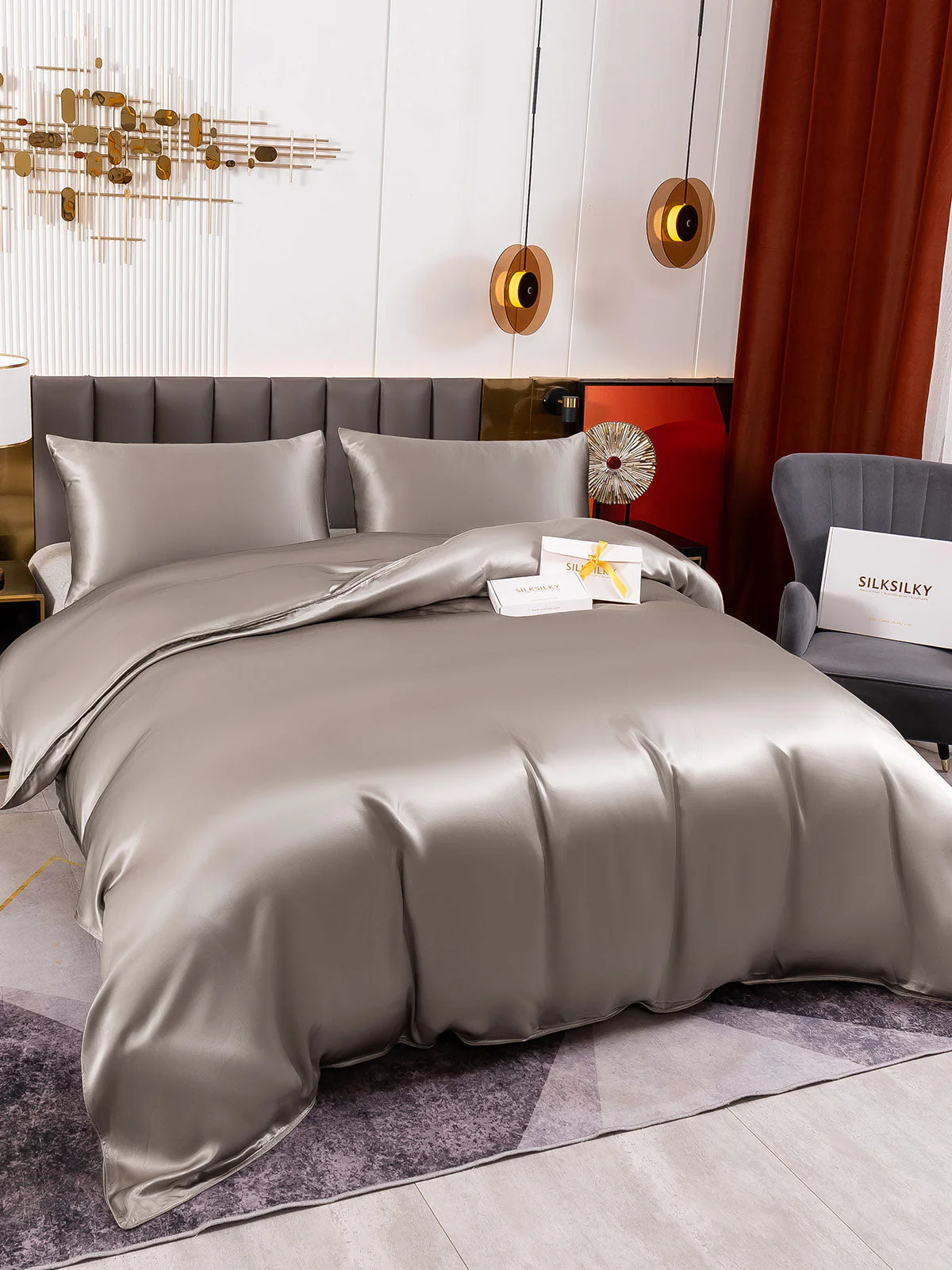 19Momme 3Pcs Silk Set Duvet Cover+2x Pillowcases - Image 35