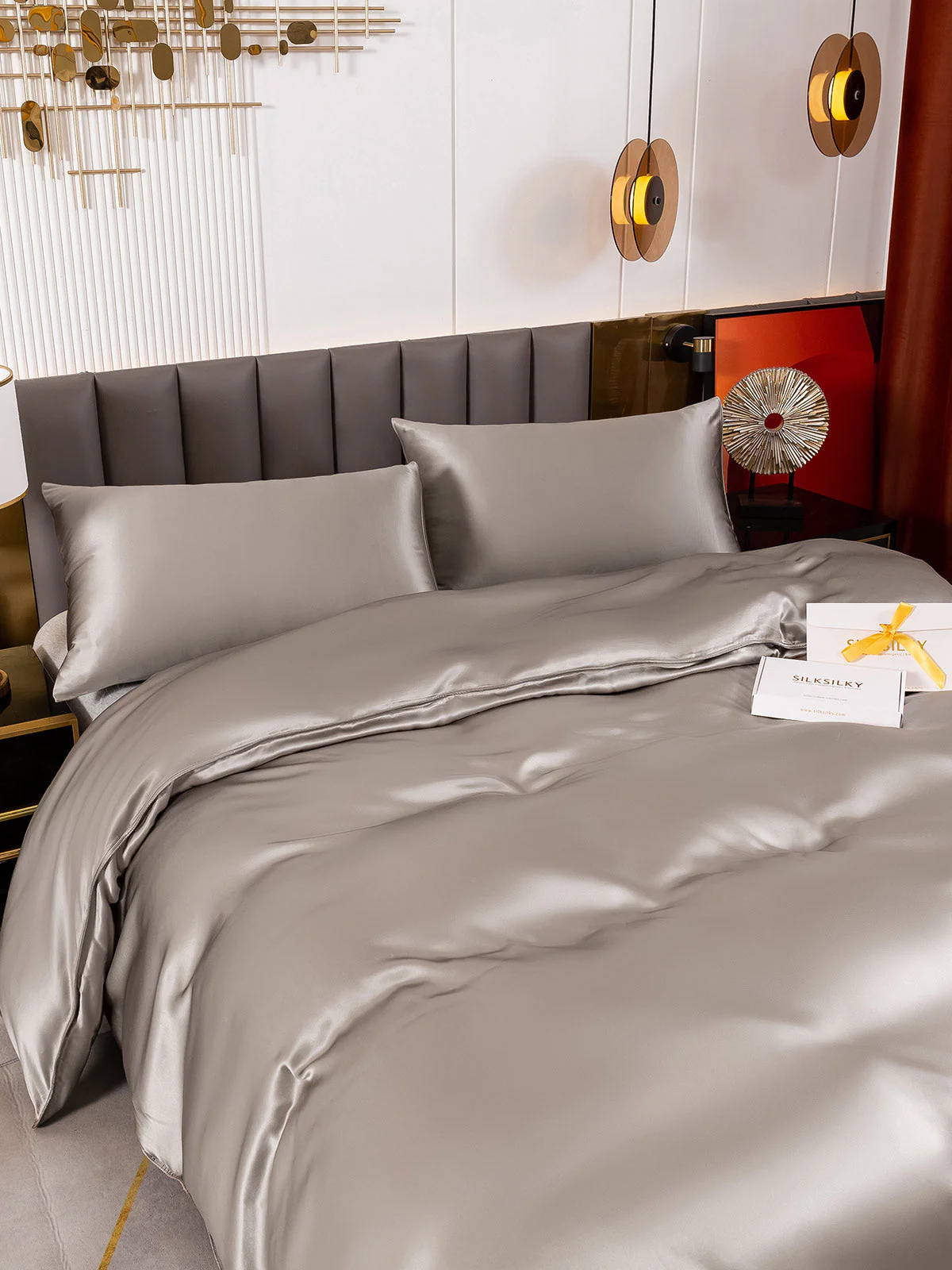 19Momme 3Pcs Silk Set Duvet Cover+2x Pillowcases - Image 37