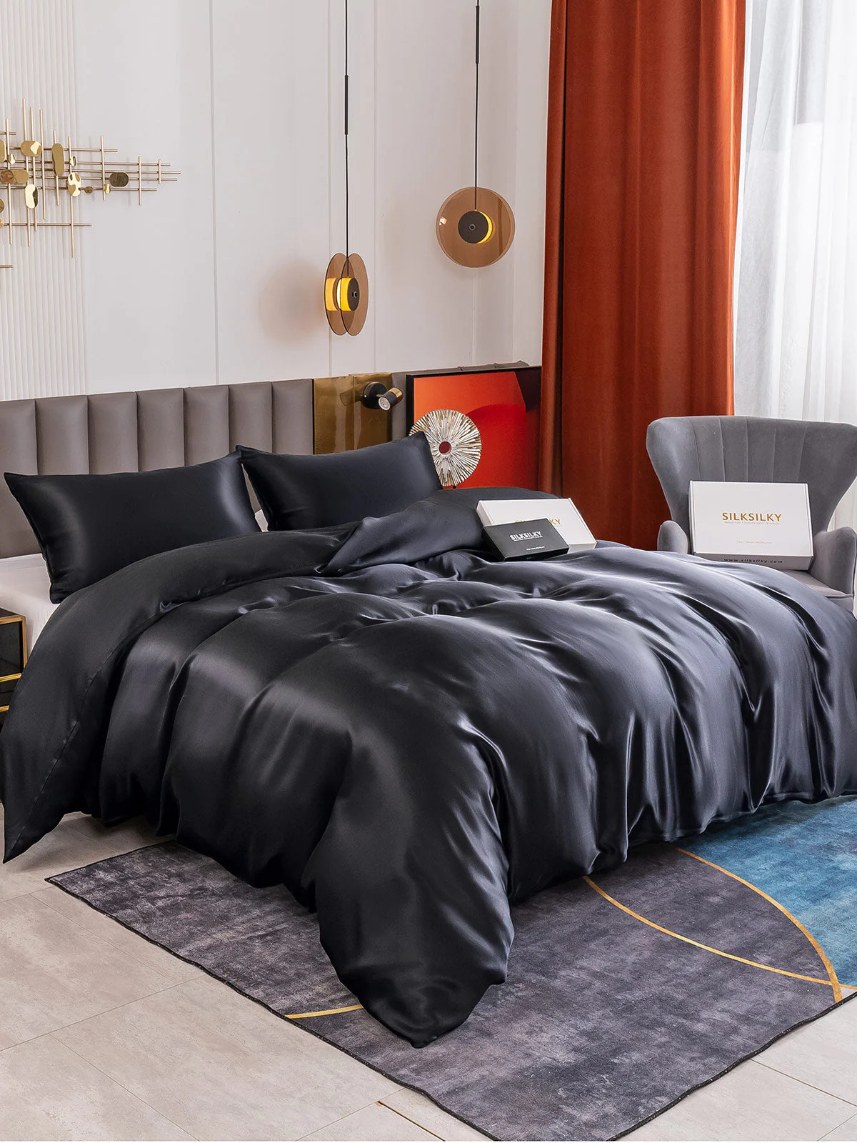 19Momme 3Pcs Silk Set Duvet Cover+2x Pillowcases - Image 54