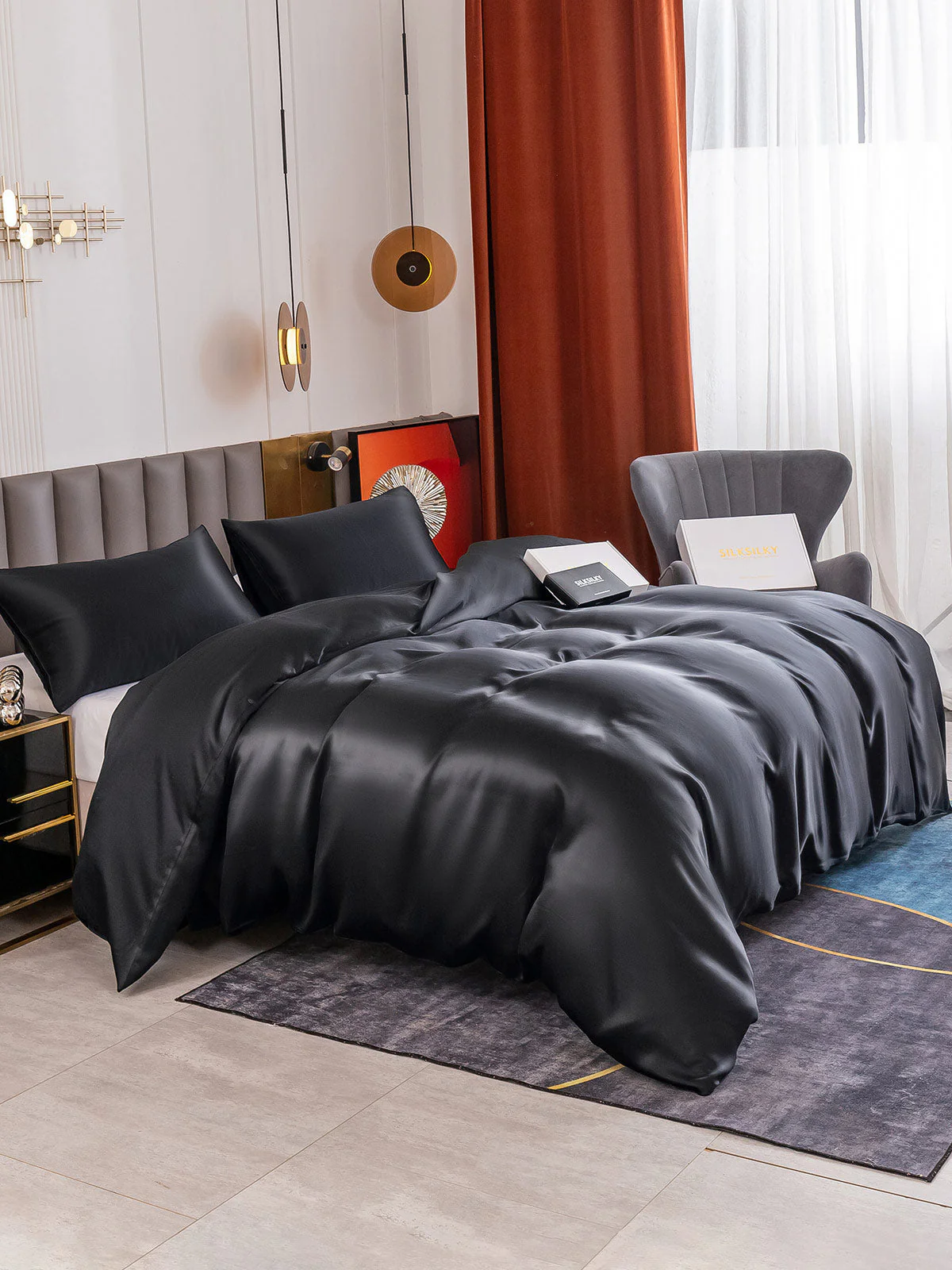 19Momme 3Pcs Silk Set Duvet Cover+2x Pillowcases - Image 57