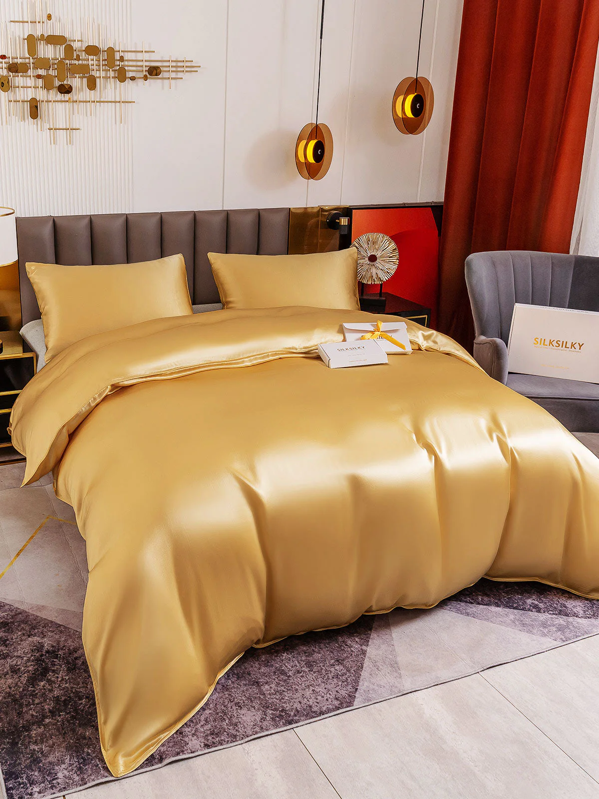 19Momme 3Pcs Silk Set Duvet Cover+2x Pillowcases - Image 59