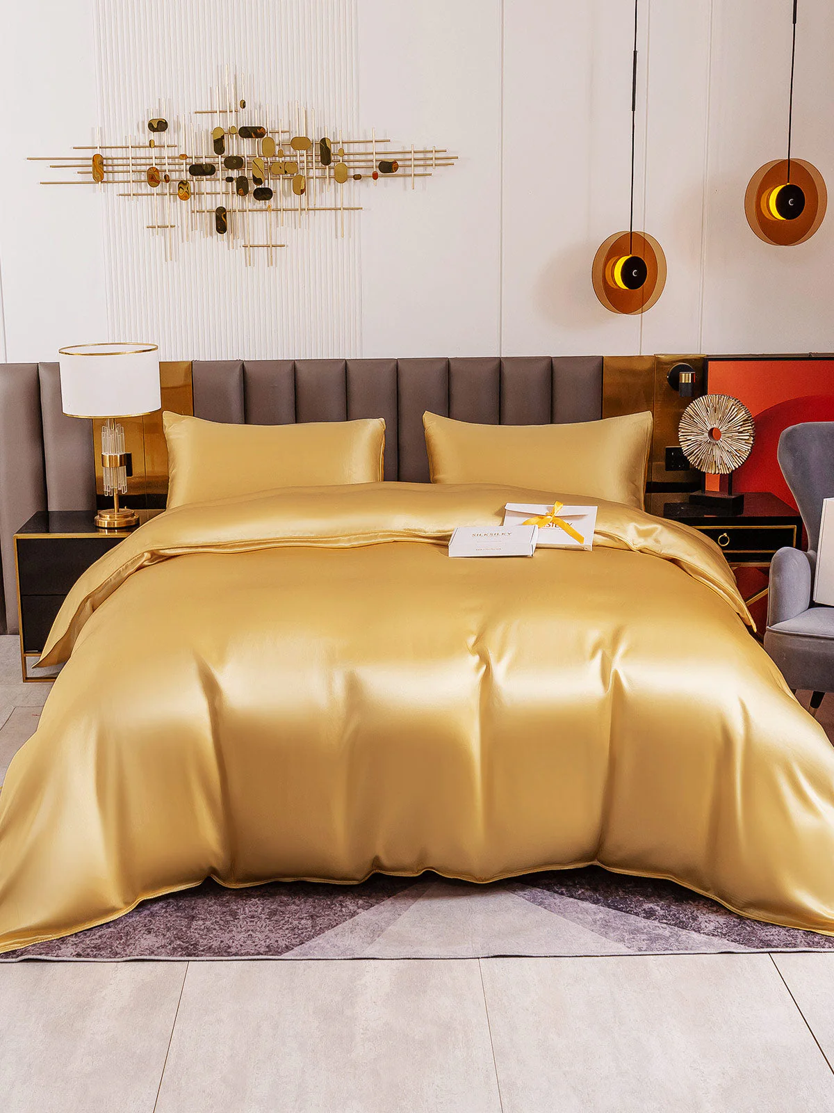 19Momme 3Pcs Silk Set Duvet Cover+2x Pillowcases - Image 60