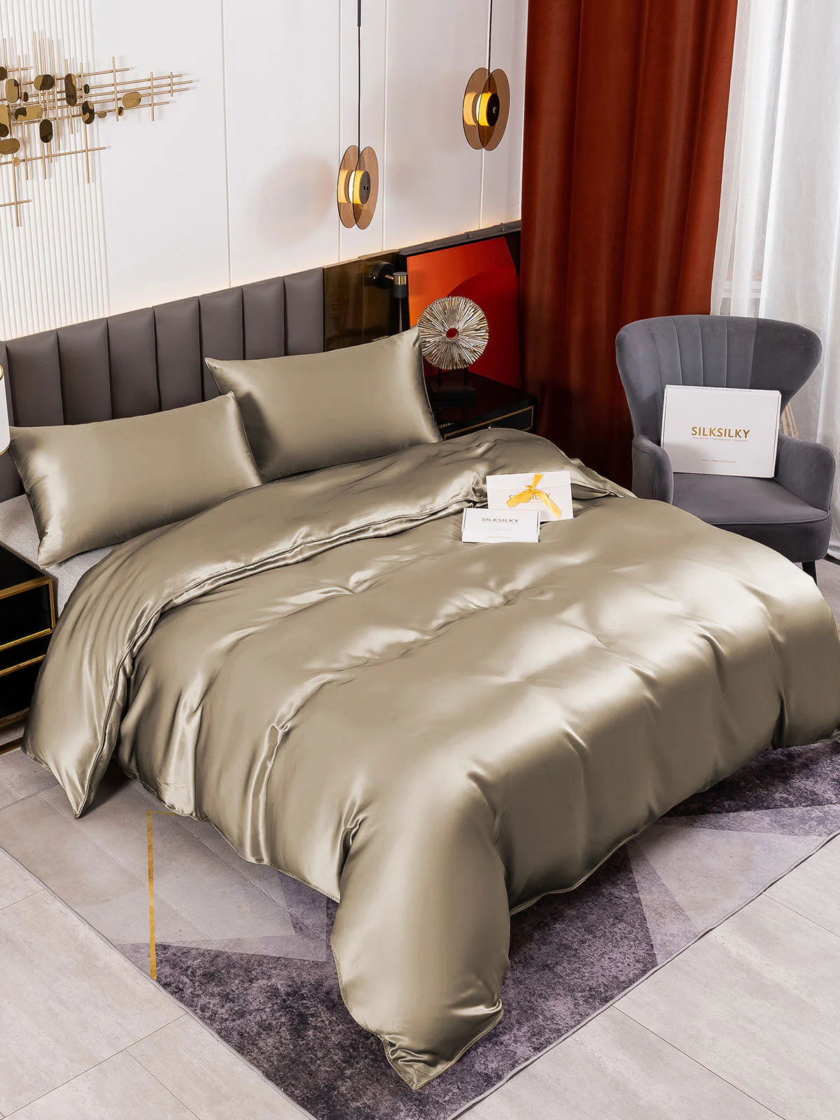 19Momme 3Pcs Silk Set Duvet Cover+2x Pillowcases - Image 70