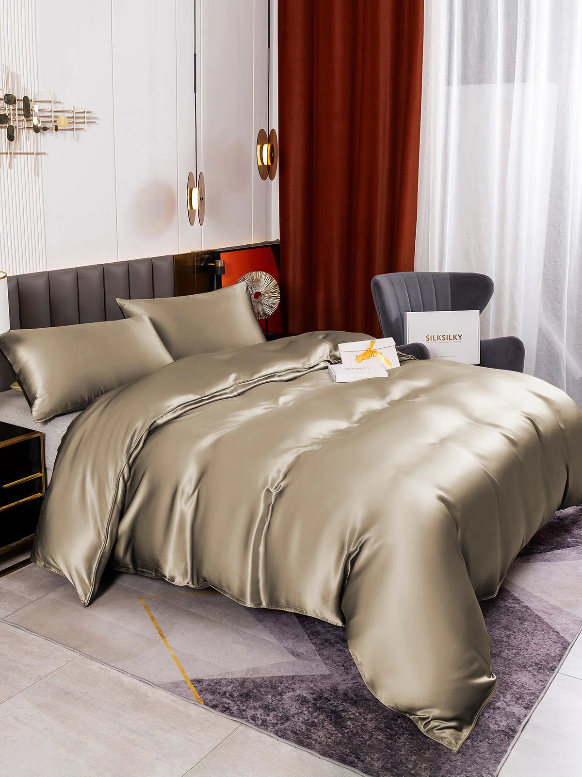 19Momme 3Pcs Silk Set Duvet Cover+2x Pillowcases - Image 72