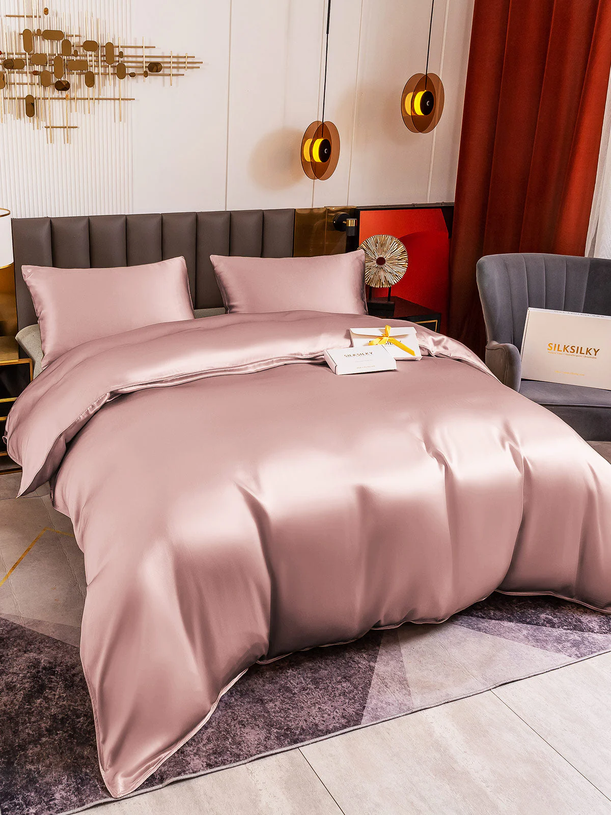19Momme 3Pcs Silk Set Duvet Cover+2x Pillowcases - Image 8