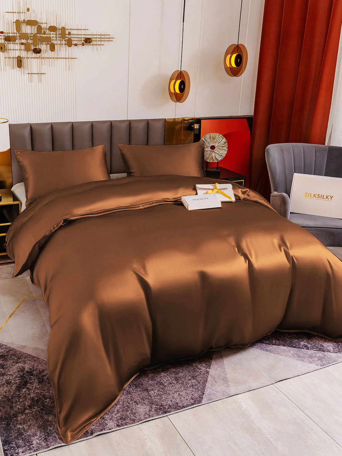 19Momme 3Pcs Silk Set Duvet Cover+2x Pillowcases - Image 83