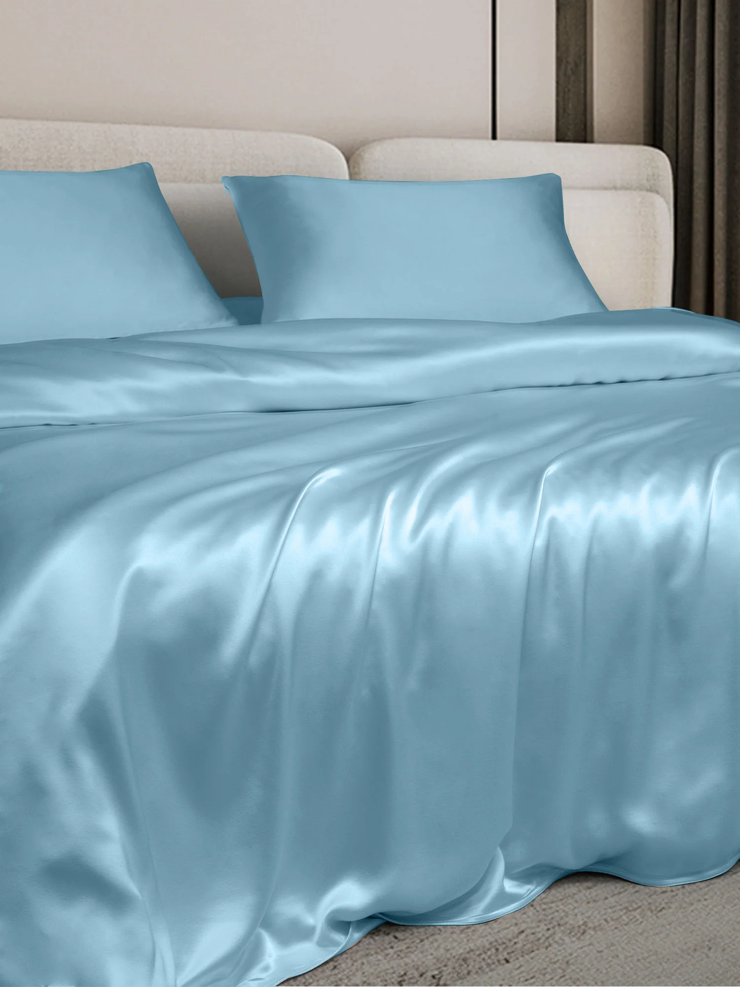 19Momme 3Pcs Silk Set Duvet Cover+2x Pillowcases - Image 87