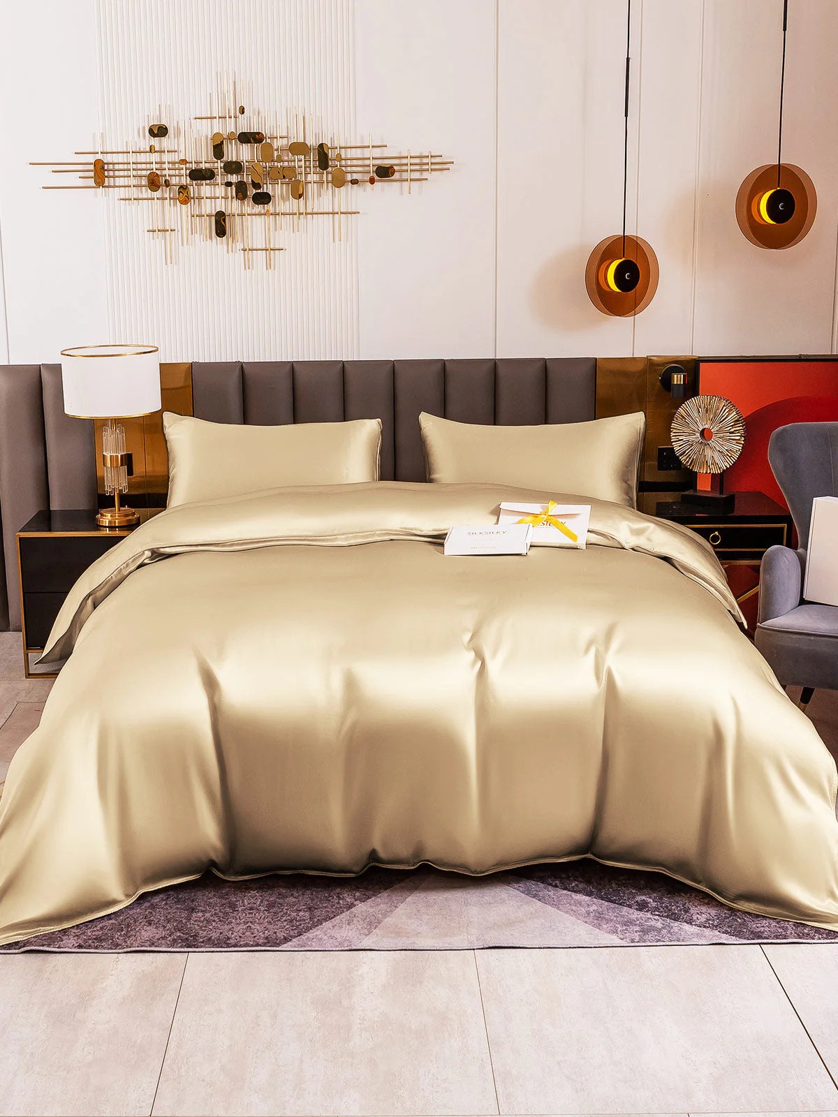 19Momme 3Pcs Silk Set Duvet Cover+2x Pillowcases - Image 93