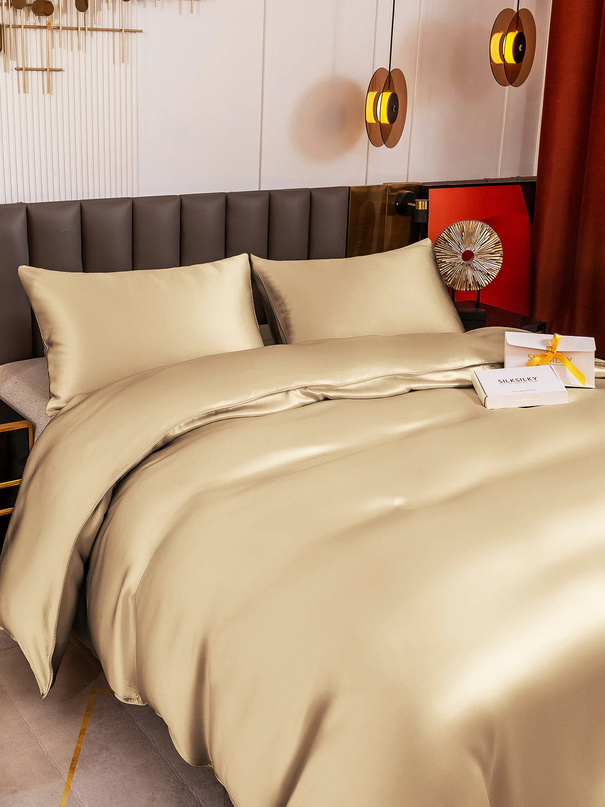 19Momme 3Pcs Silk Set Duvet Cover+2x Pillowcases - Image 94