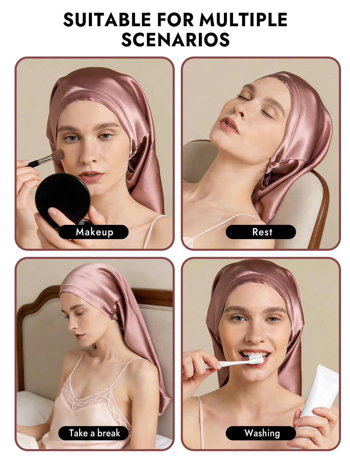 100% Mulberry Silk Elegant Bonnet for Long Hair - Image 15