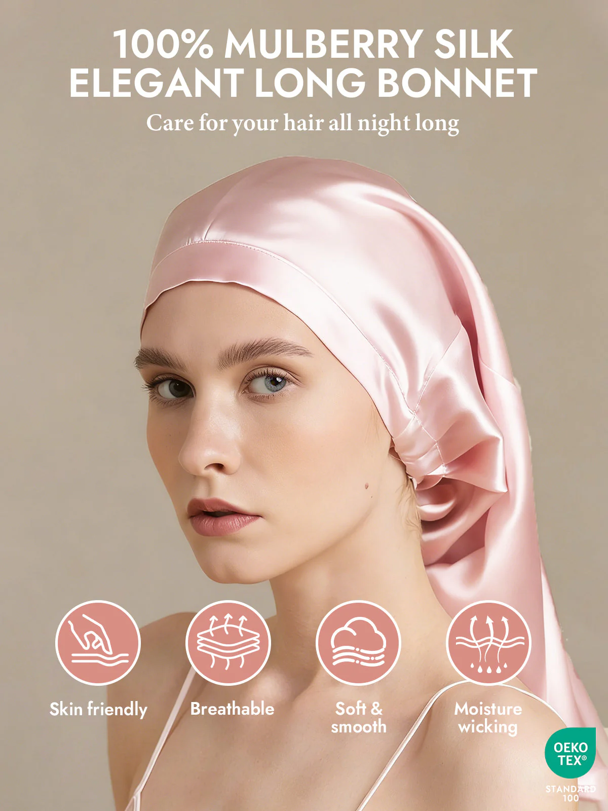 100% Mulberry Silk Elegant Bonnet for Long Hair - Image 26