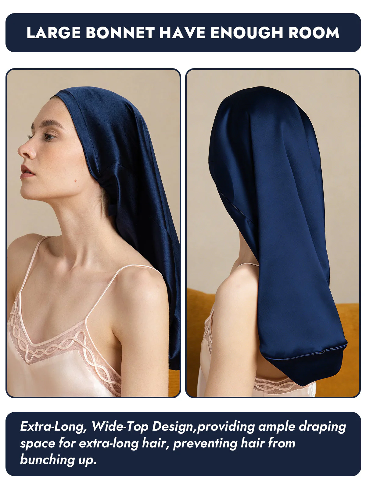 100% Mulberry Silk Elegant Bonnet for Long Hair - Image 3