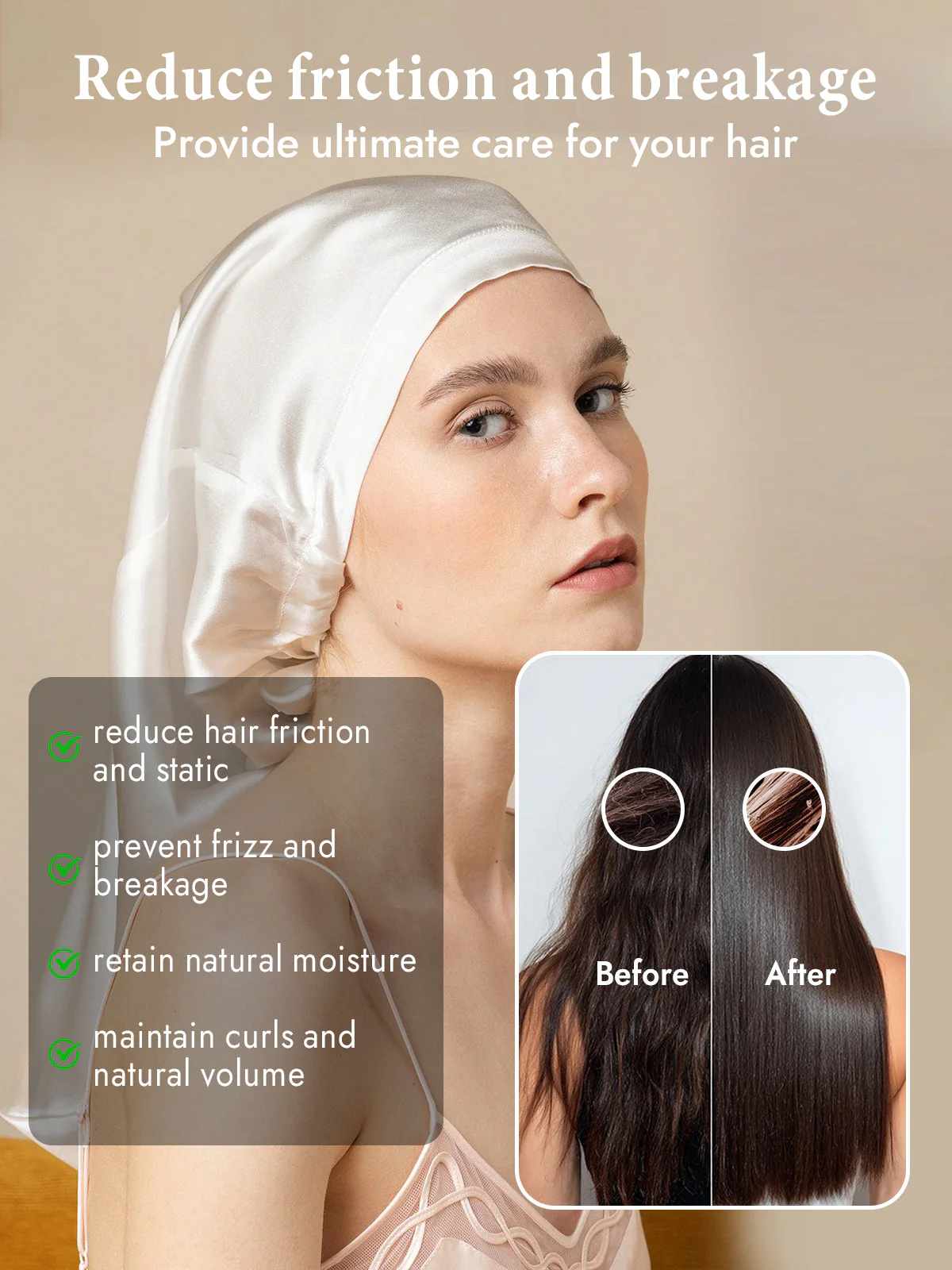 100% Mulberry Silk Elegant Bonnet for Long Hair - Image 36