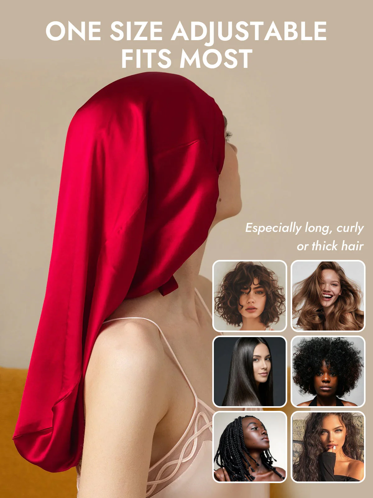 100% Mulberry Silk Elegant Bonnet for Long Hair - Image 46
