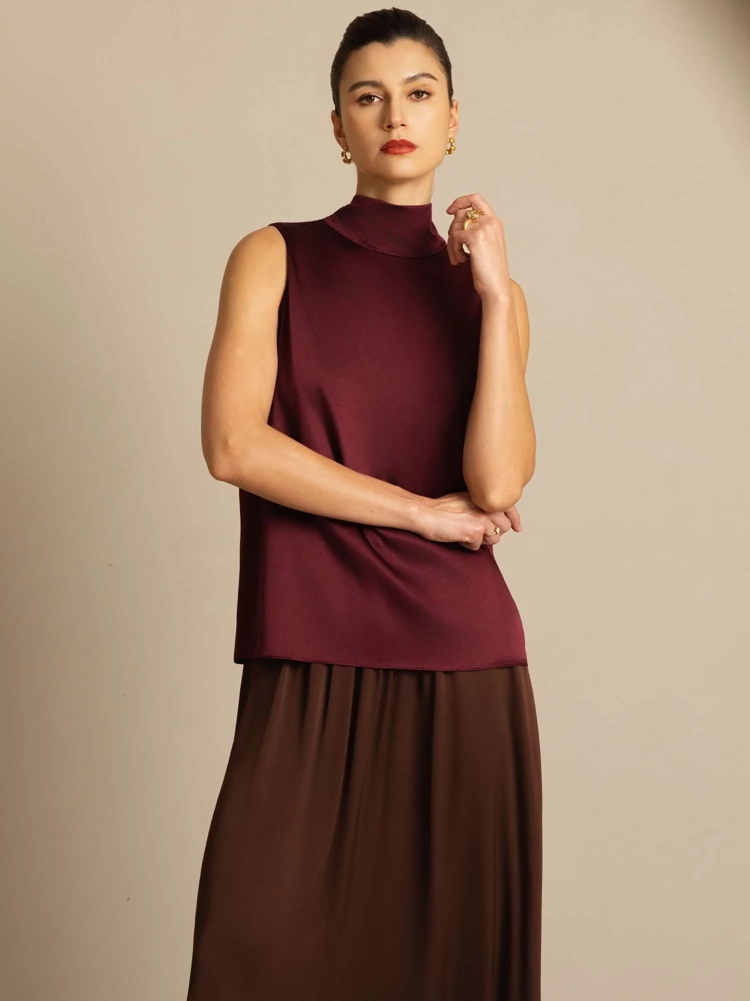 19Momme Silk Sleeveless Tie Neck Blouse - Image 7