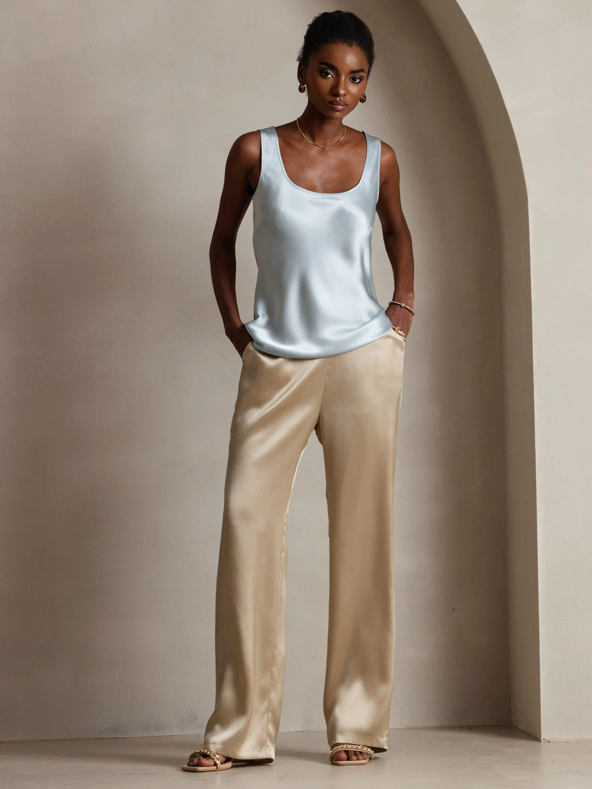 19Momme Silk Sleeveless U Neck Women's Tank Top - Image 30