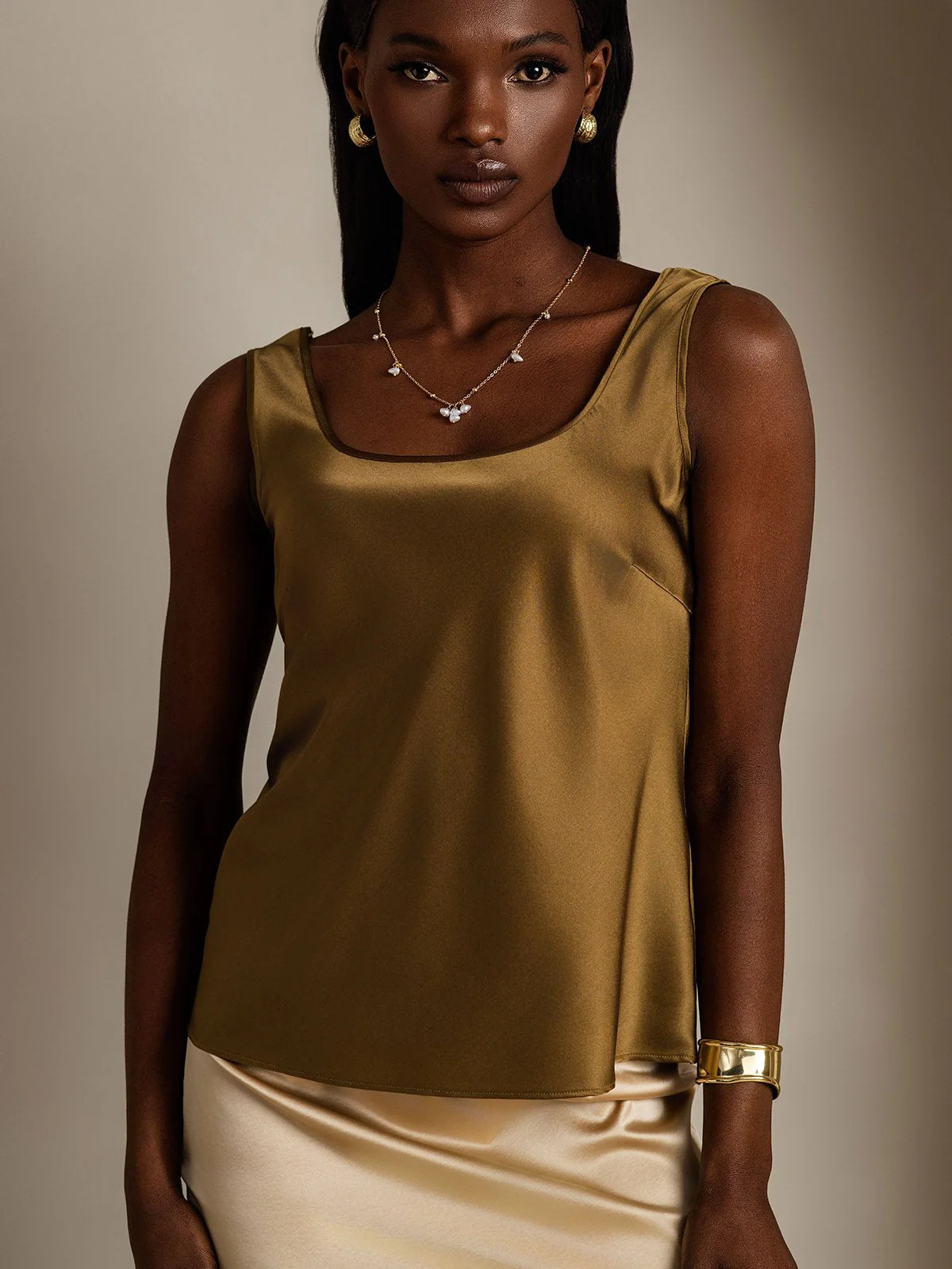 19Momme Silk Sleeveless U Neck Women's Tank Top - Image 57