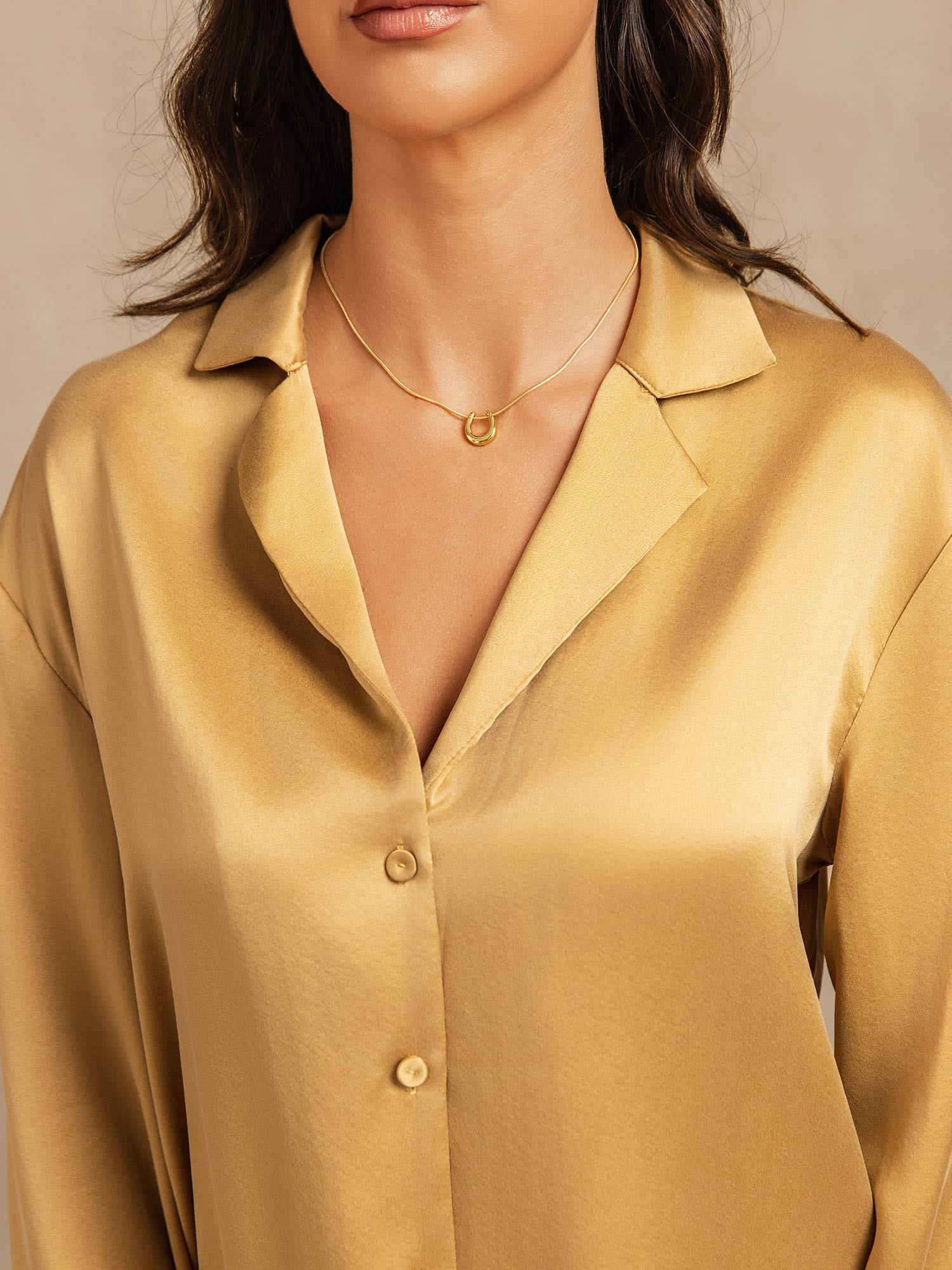 19Momme Washable Silk Long Sleeve Notch Collar Women's Pajamas Set - Image 28