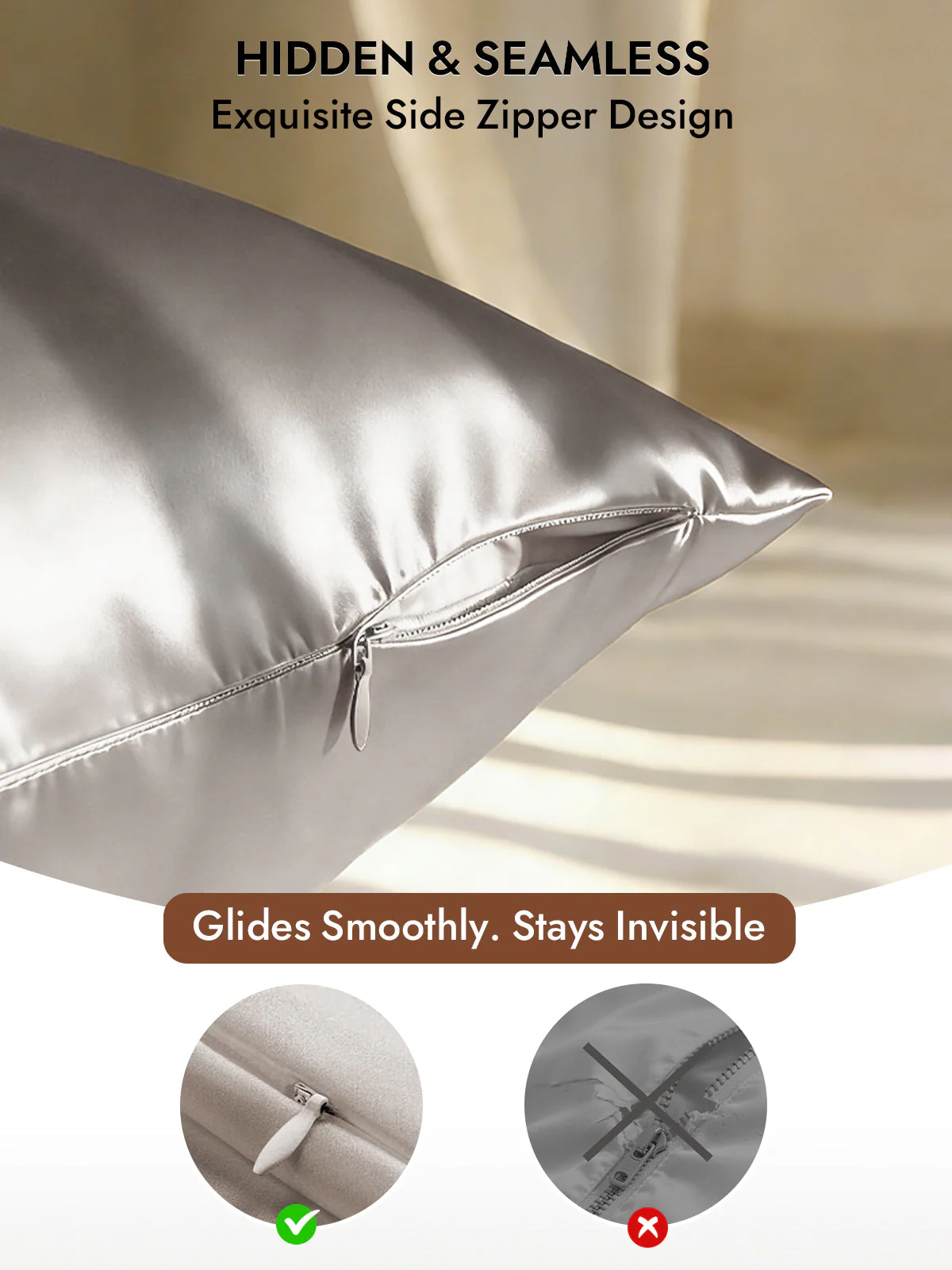 2Pcs 30Momme 100% Silk Pillowcases Bundle- Hidden Zipper - Image 13