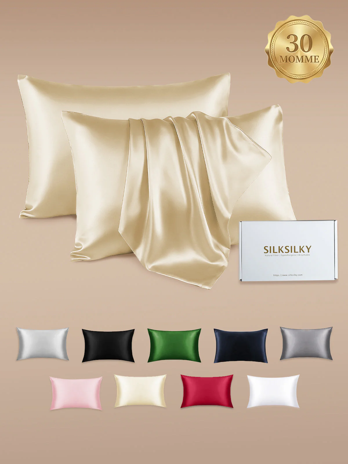 2Pcs 30Momme 100% Silk Pillowcases Bundle- Hidden Zipper - Image 15