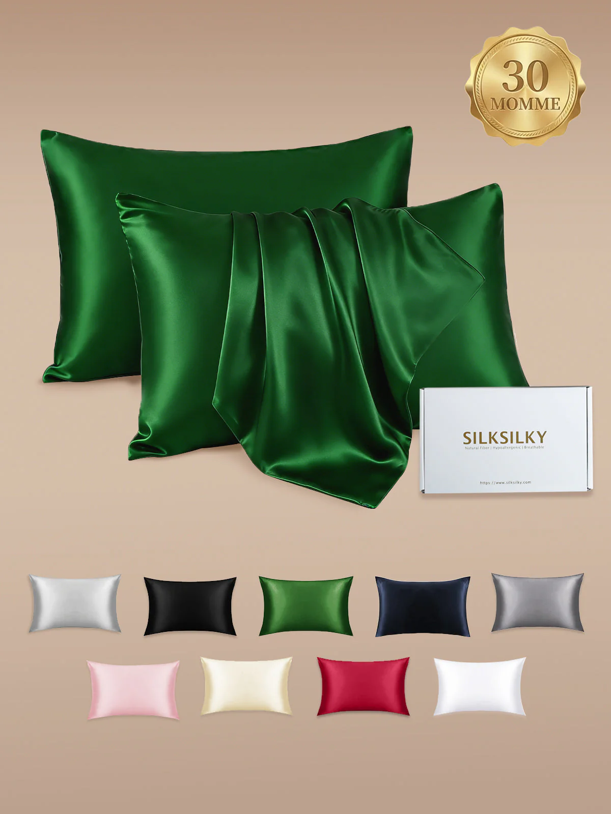2Pcs 30Momme 100% Silk Pillowcases Bundle- Hidden Zipper - Image 22