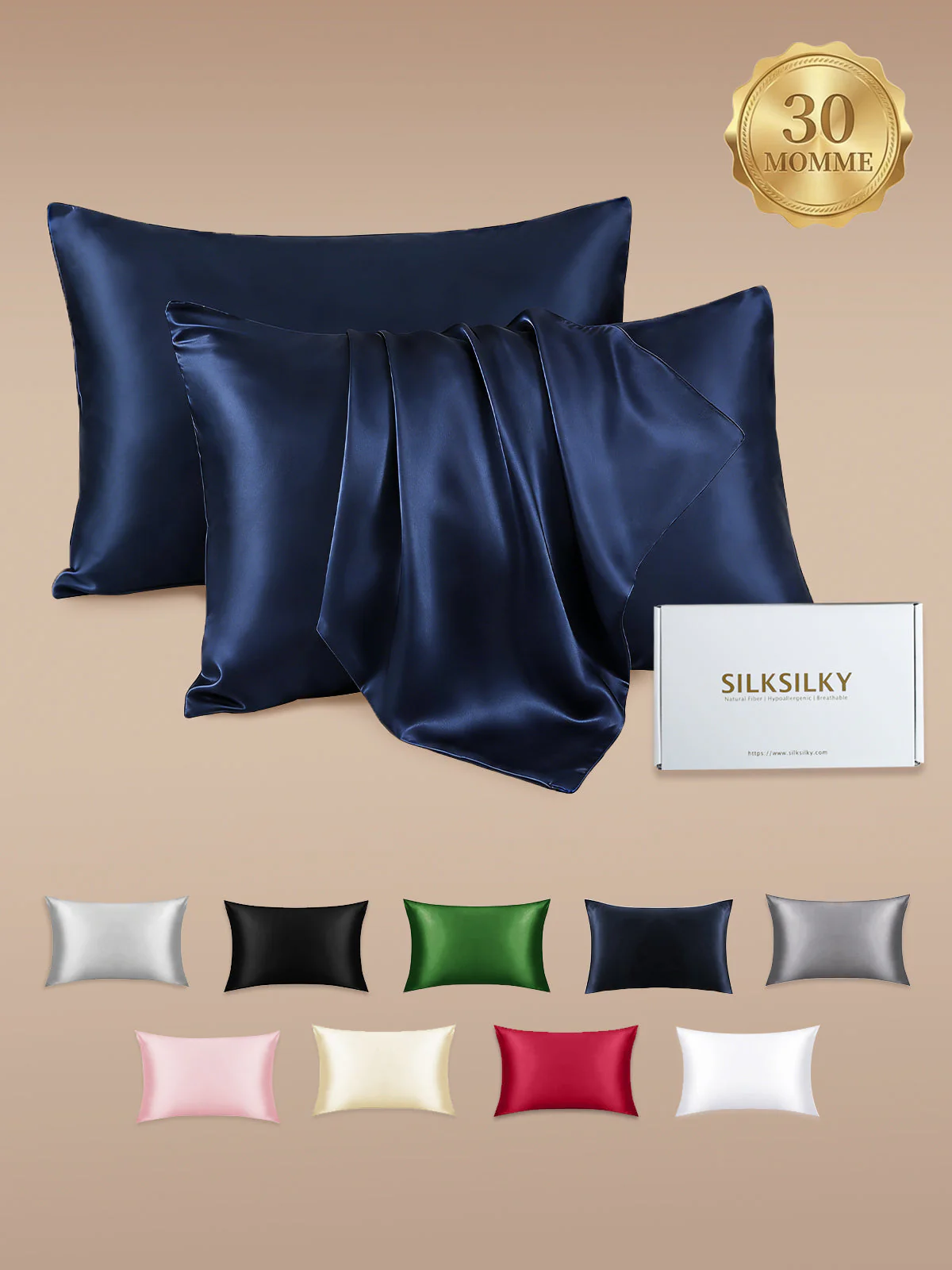 2Pcs 30Momme 100% Silk Pillowcases Bundle- Hidden Zipper - Image 36
