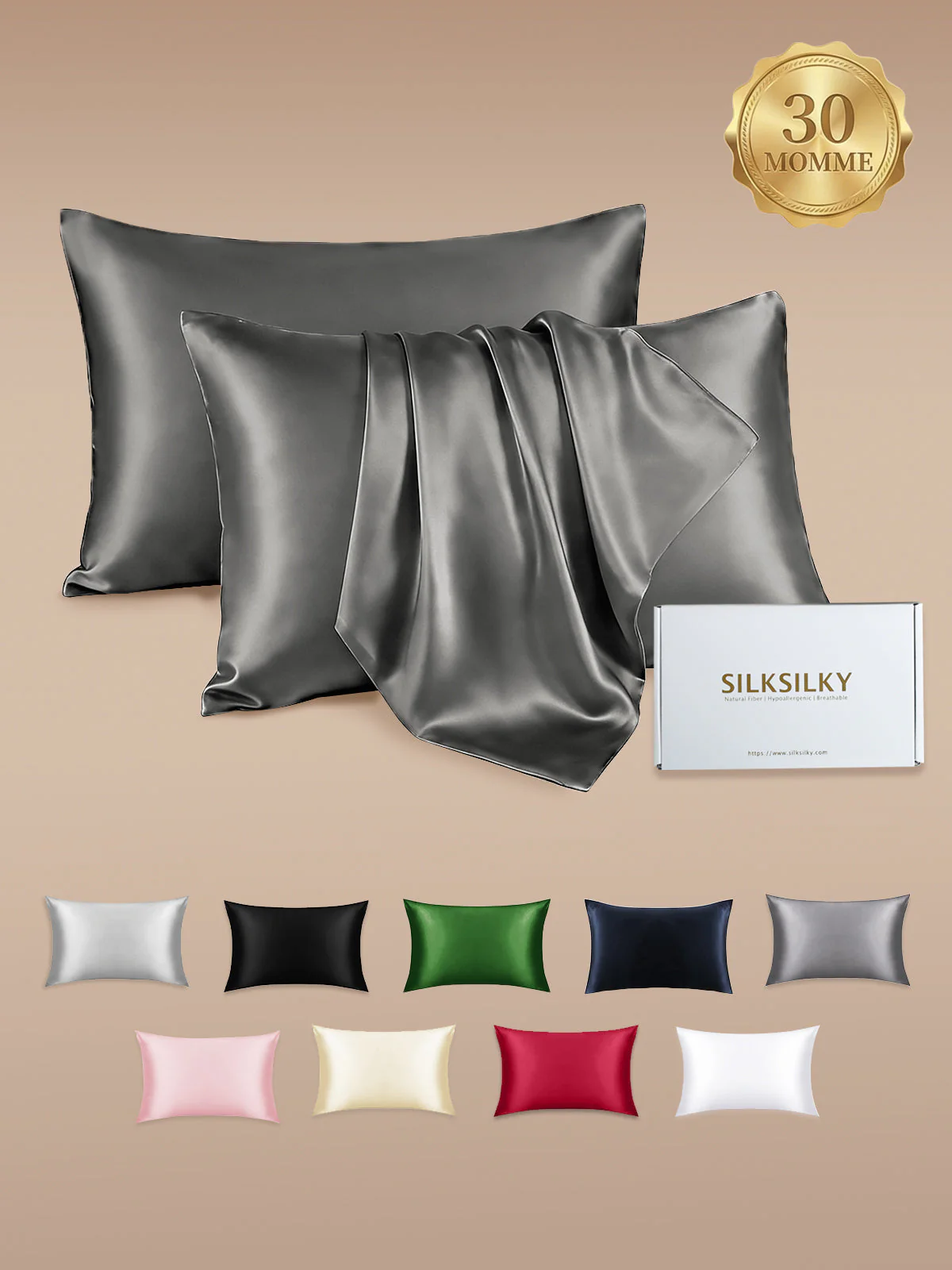 2Pcs 30Momme 100% Silk Pillowcases Bundle- Hidden Zipper - Image 43