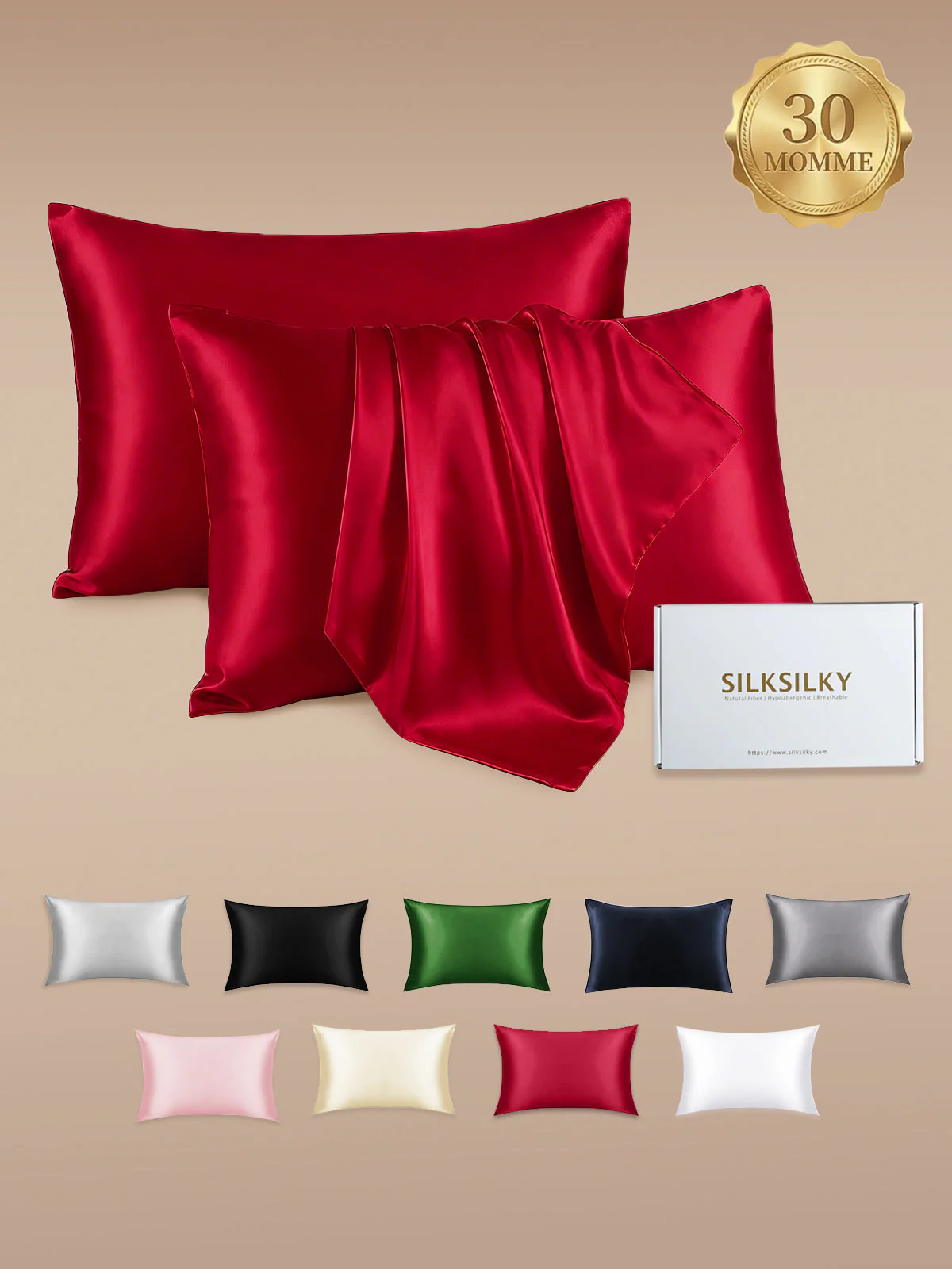 2Pcs 30Momme 100% Silk Pillowcases Bundle- Hidden Zipper - Image 50