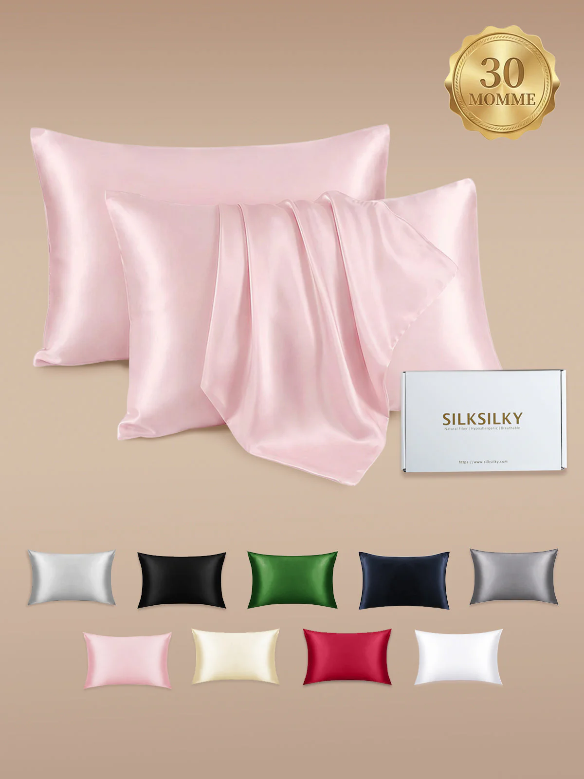 2Pcs 30Momme 100% Silk Pillowcases Bundle- Hidden Zipper - Image 57
