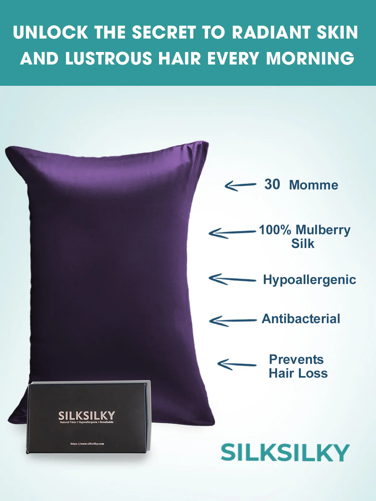 2Pcs 30Momme 100% Silk Pillowcases Bundle- Hidden Zipper - Image 72