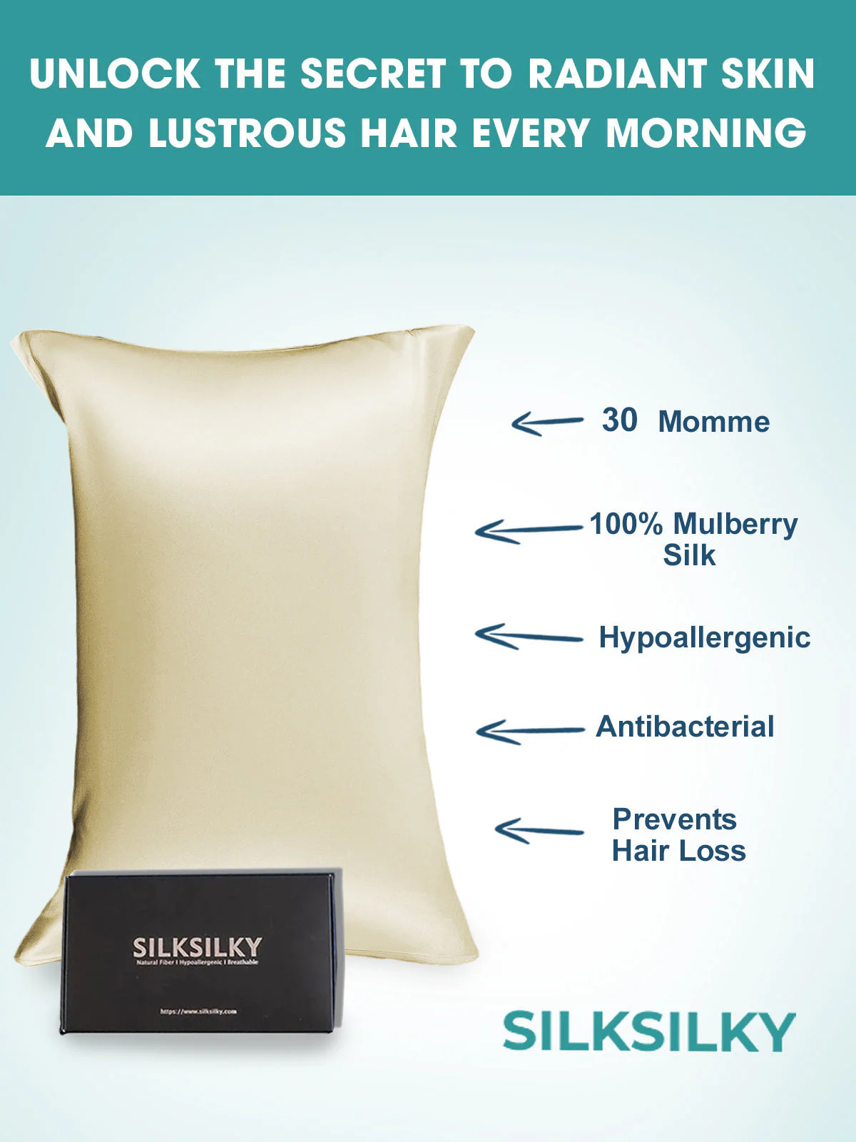 30Momme Luxurious 100% Silk Pillowcase - Hidden Zipper - Image 28