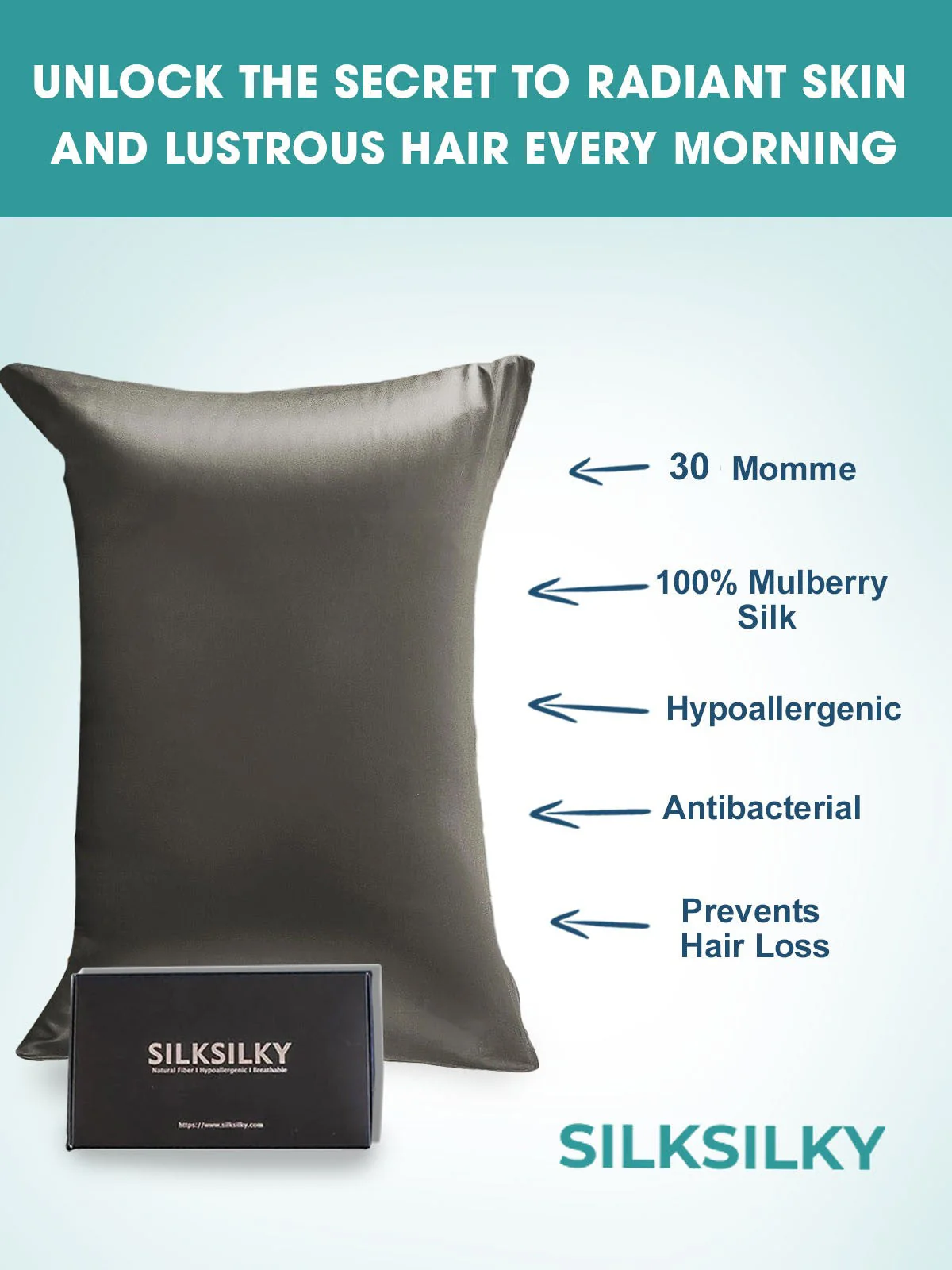 30Momme Luxurious 100% Silk Pillowcase - Hidden Zipper - Image 34