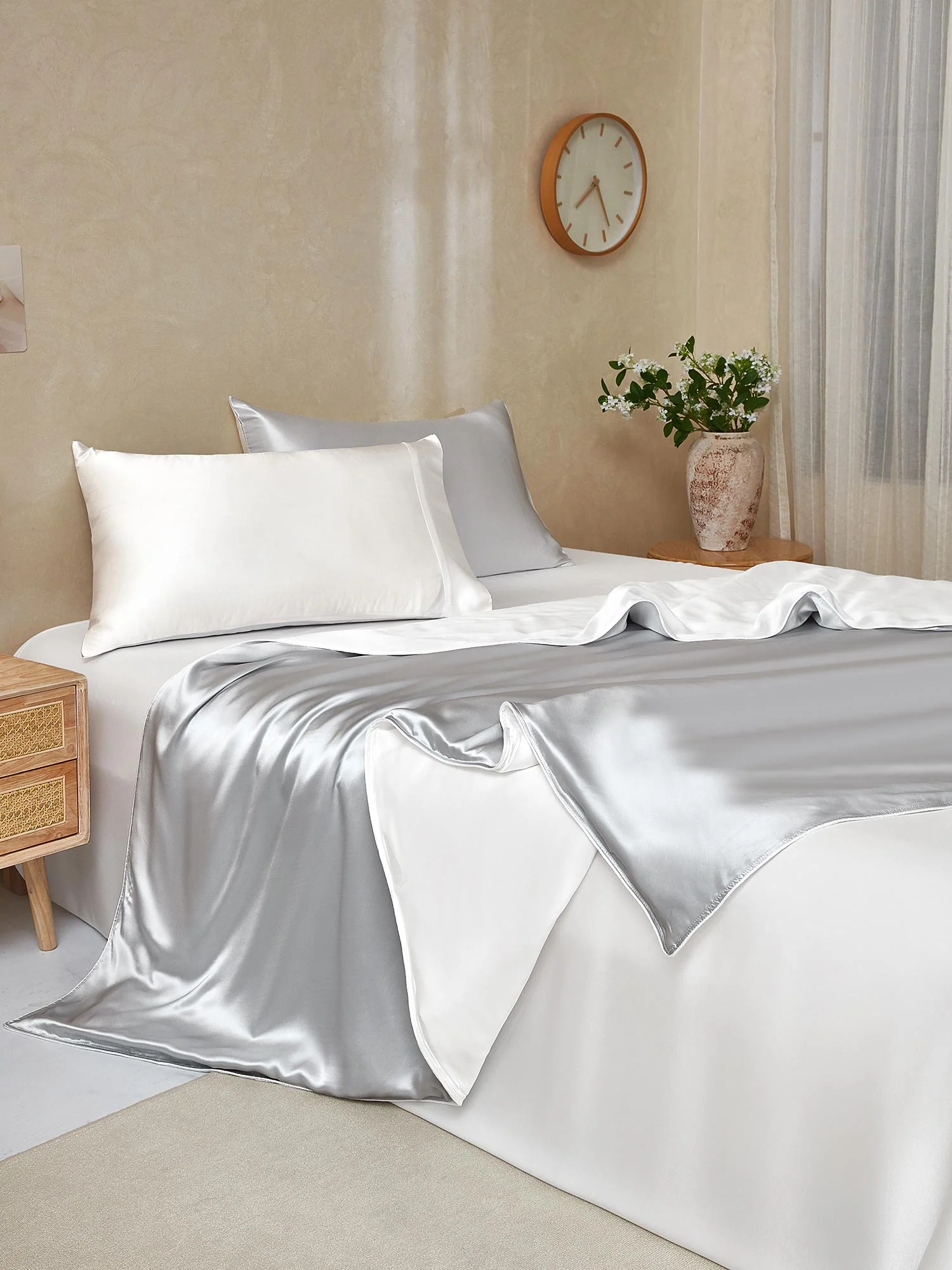 19Momme 4Pcs Silk Set Duvet Cover+Flat Sheet+2x Pillowcases - Image 104