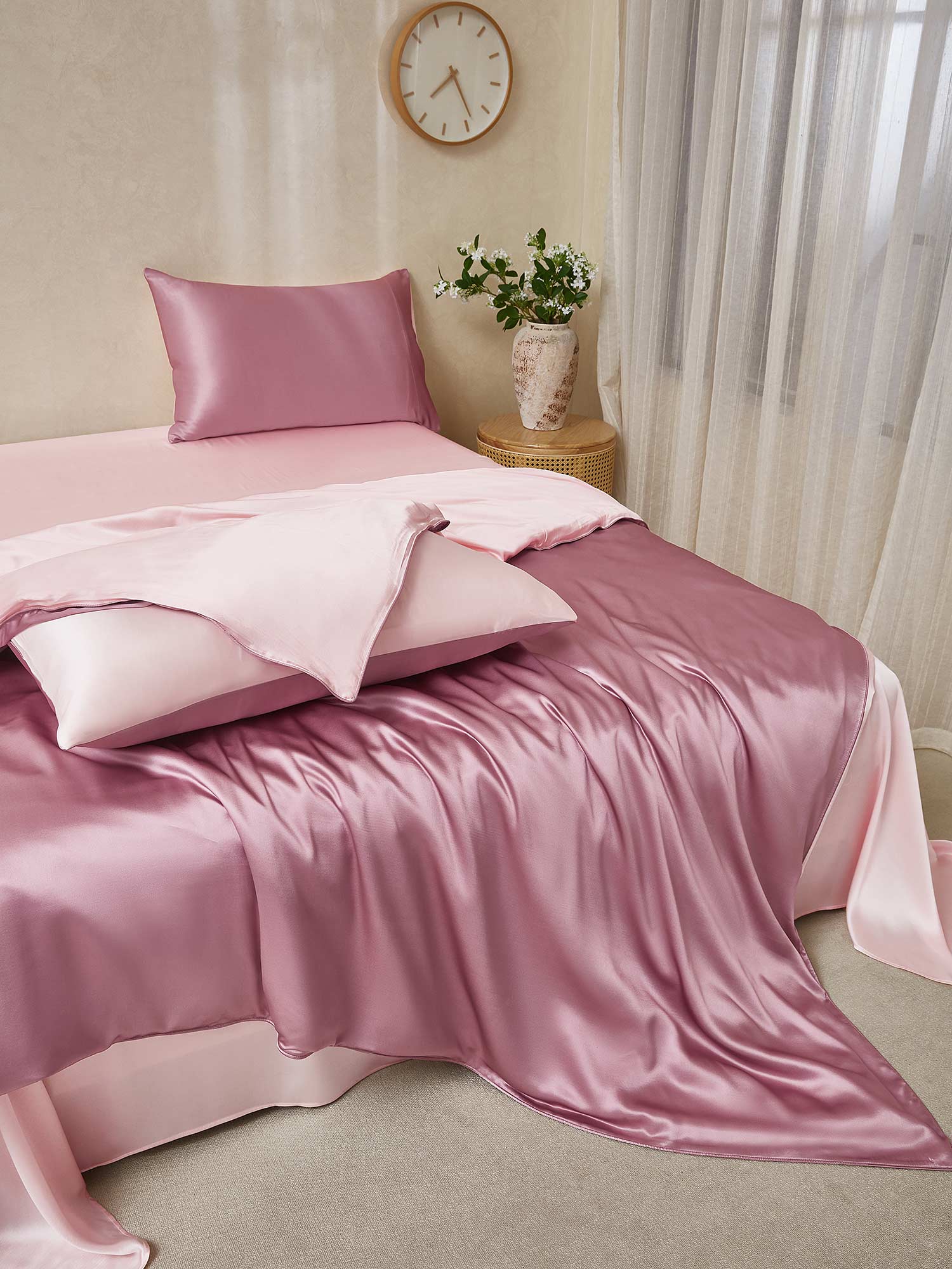 19Momme 4Pcs Silk Set Duvet Cover+Flat Sheet+2x Pillowcases - Image 111