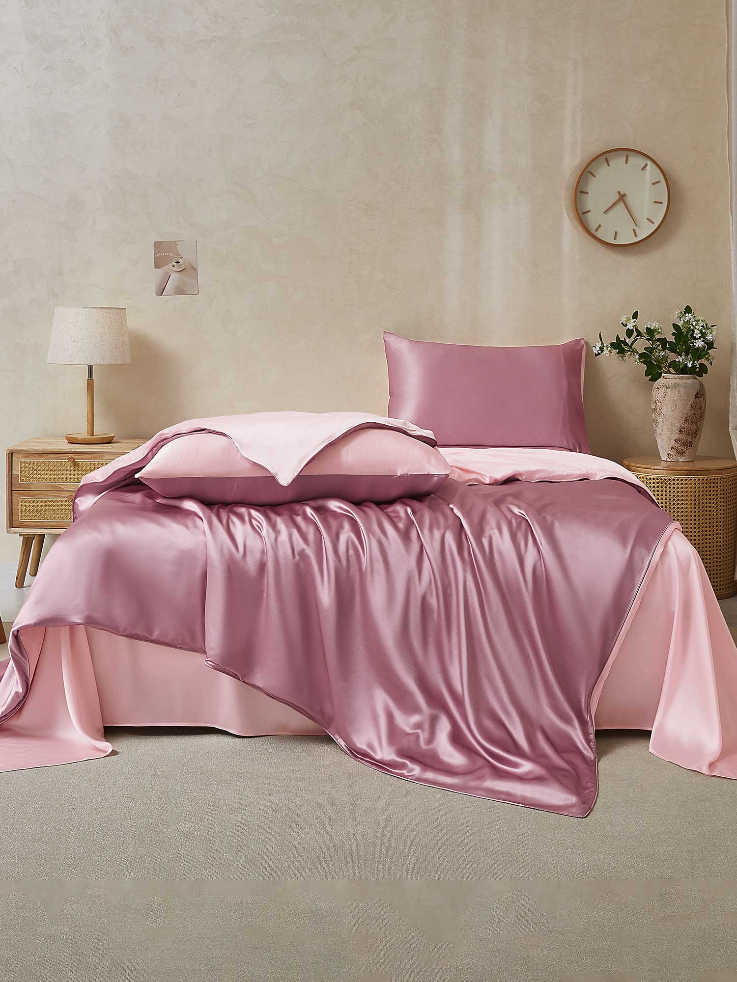 19Momme 4Pcs Silk Set Duvet Cover+Flat Sheet+2x Pillowcases - Image 112