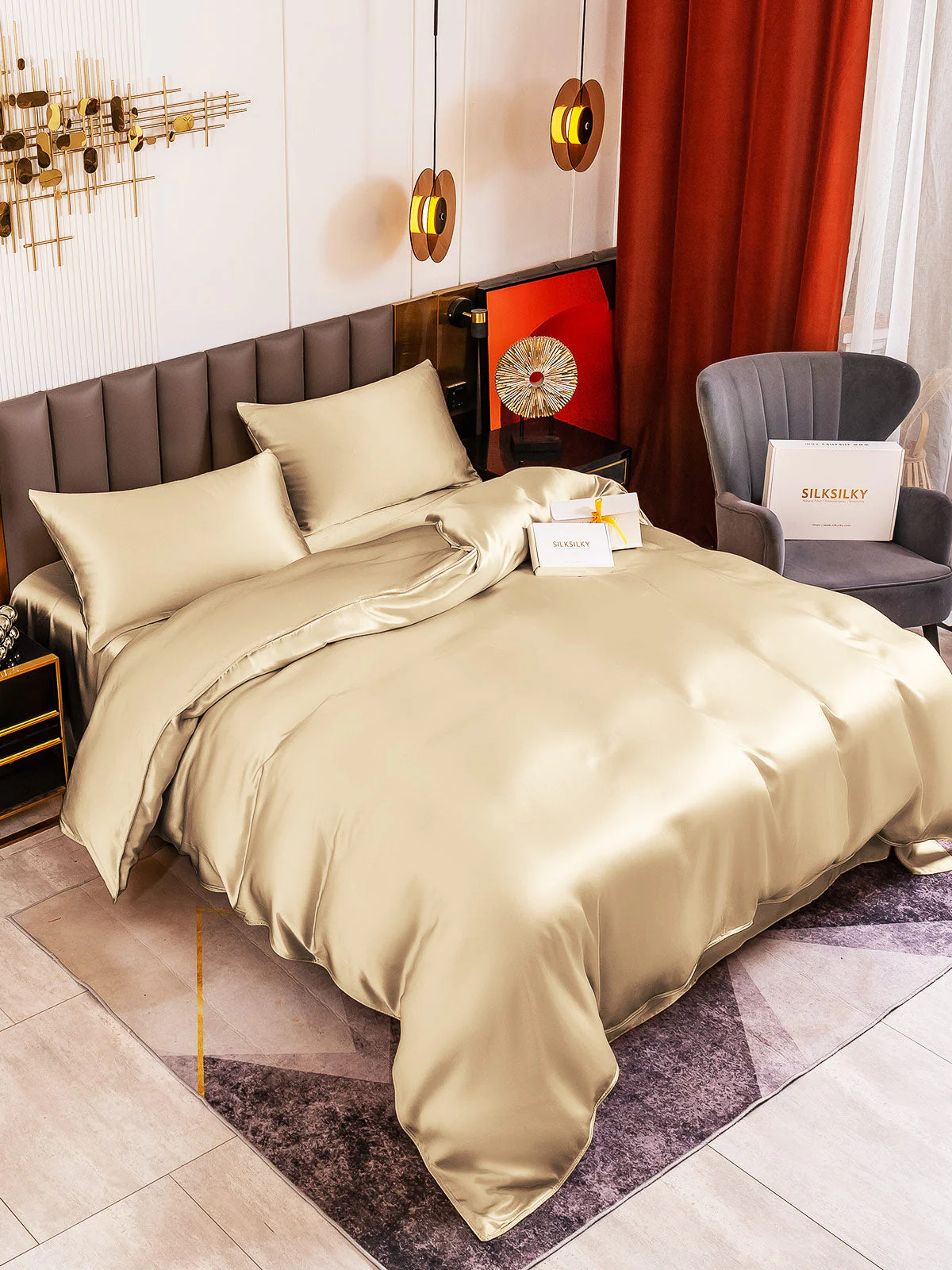 19Momme 4Pcs Silk Set Duvet Cover+Flat Sheet+2x Pillowcases - Image 12
