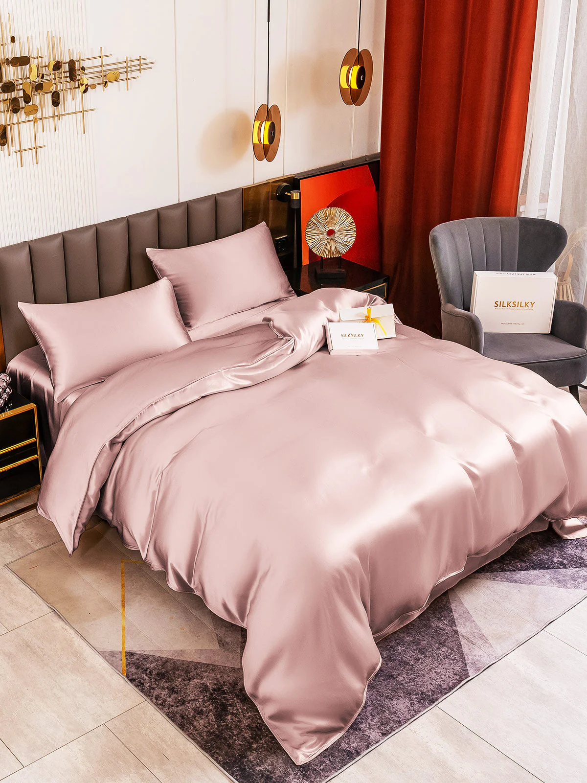 19Momme 4Pcs Silk Set Duvet Cover+Flat Sheet+2x Pillowcases - Image 23
