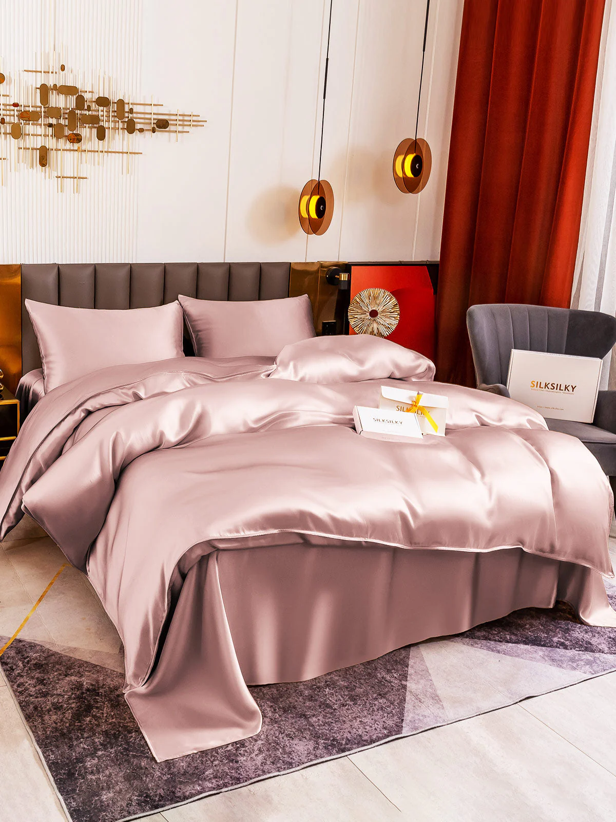 19Momme 4Pcs Silk Set Duvet Cover+Flat Sheet+2x Pillowcases - Image 25