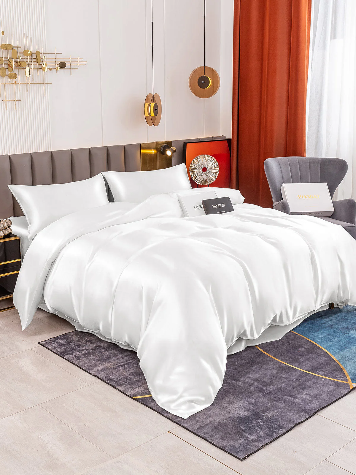 19Momme 4Pcs Silk Set Duvet Cover+Flat Sheet+2x Pillowcases - Image 34