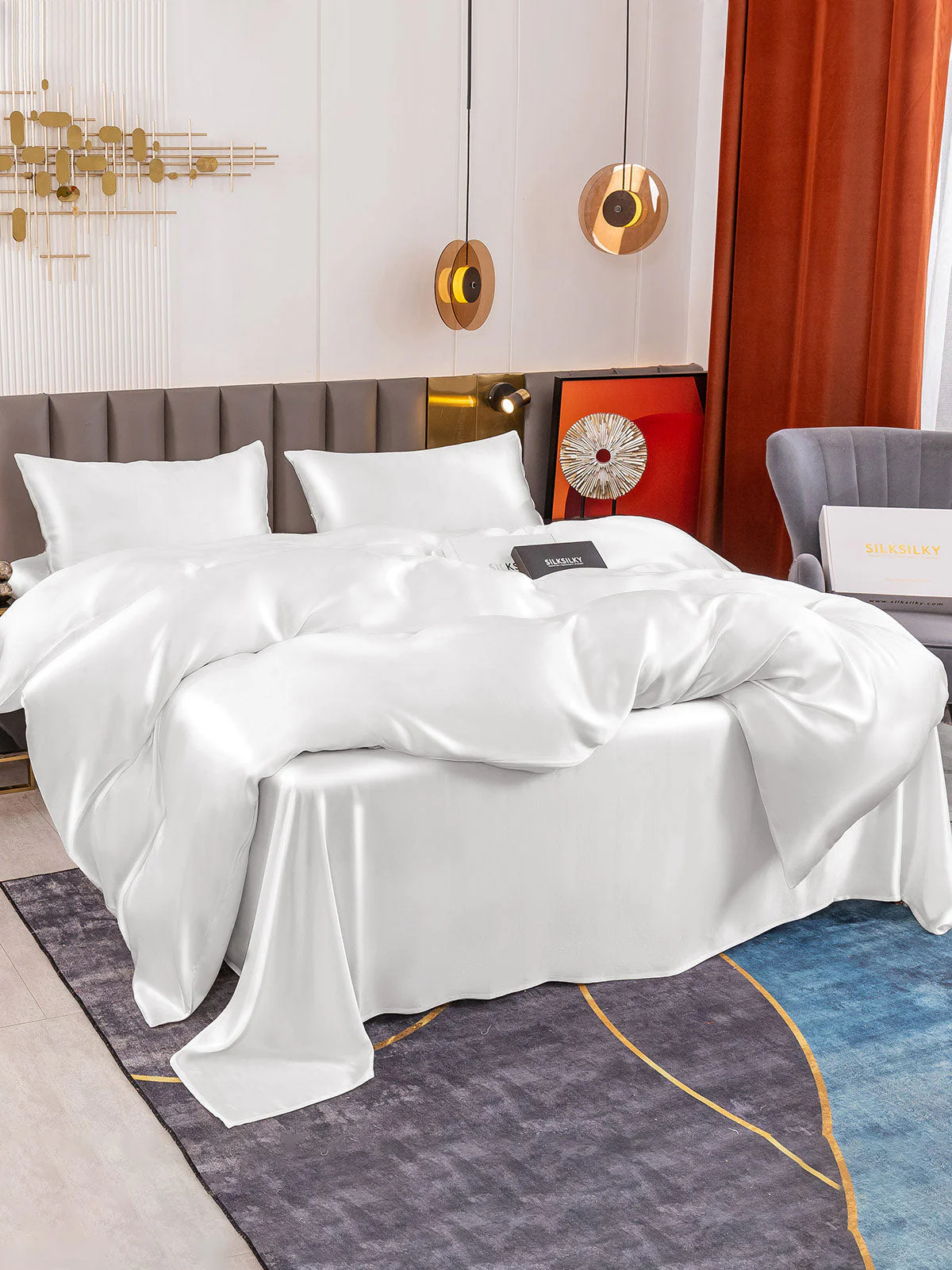 19Momme 4Pcs Silk Set Duvet Cover+Flat Sheet+2x Pillowcases - Image 36