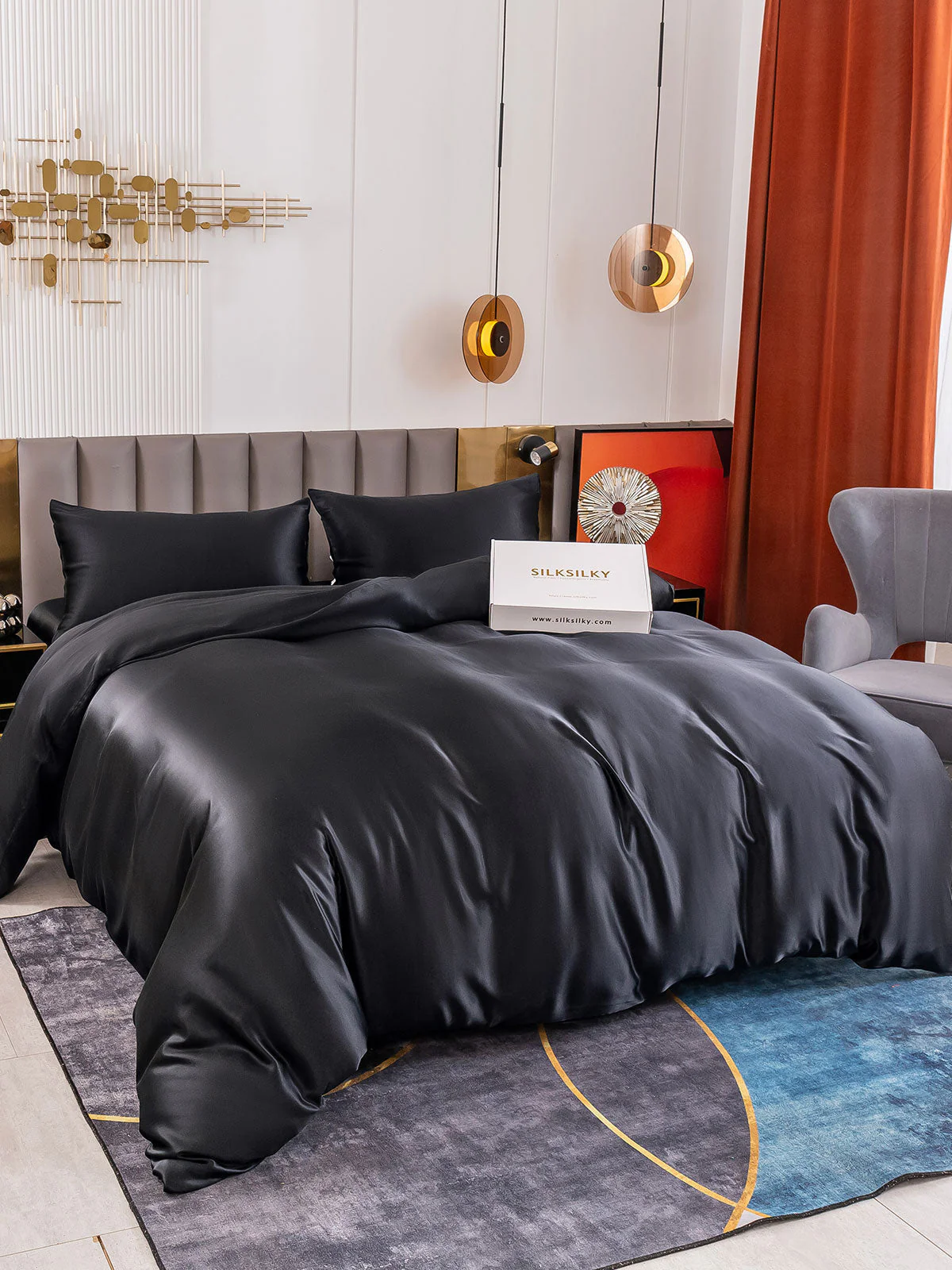 19Momme 4Pcs Silk Set Duvet Cover+Flat Sheet+2x Pillowcases - Image 39