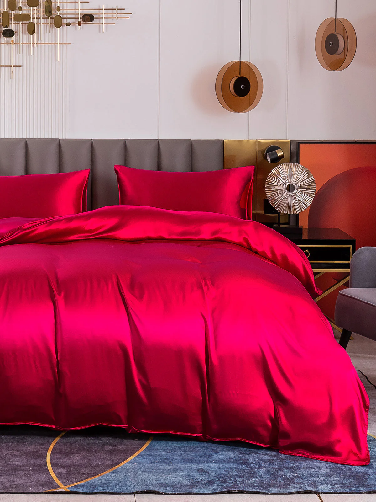 19Momme 4Pcs Silk Set Duvet Cover+Flat Sheet+2x Pillowcases - Image 46