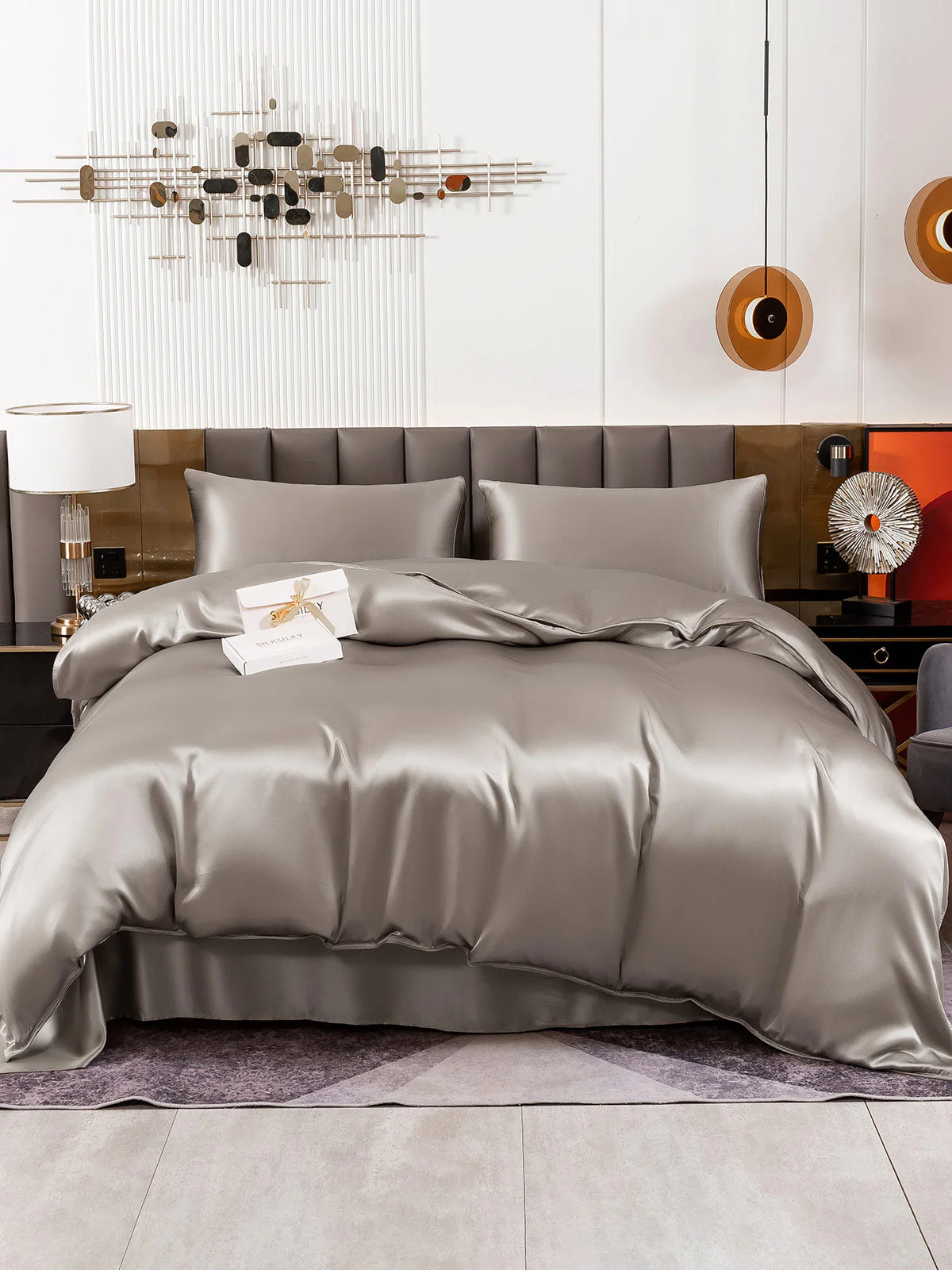 19Momme 4Pcs Silk Set Duvet Cover+Flat Sheet+2x Pillowcases - Image 57